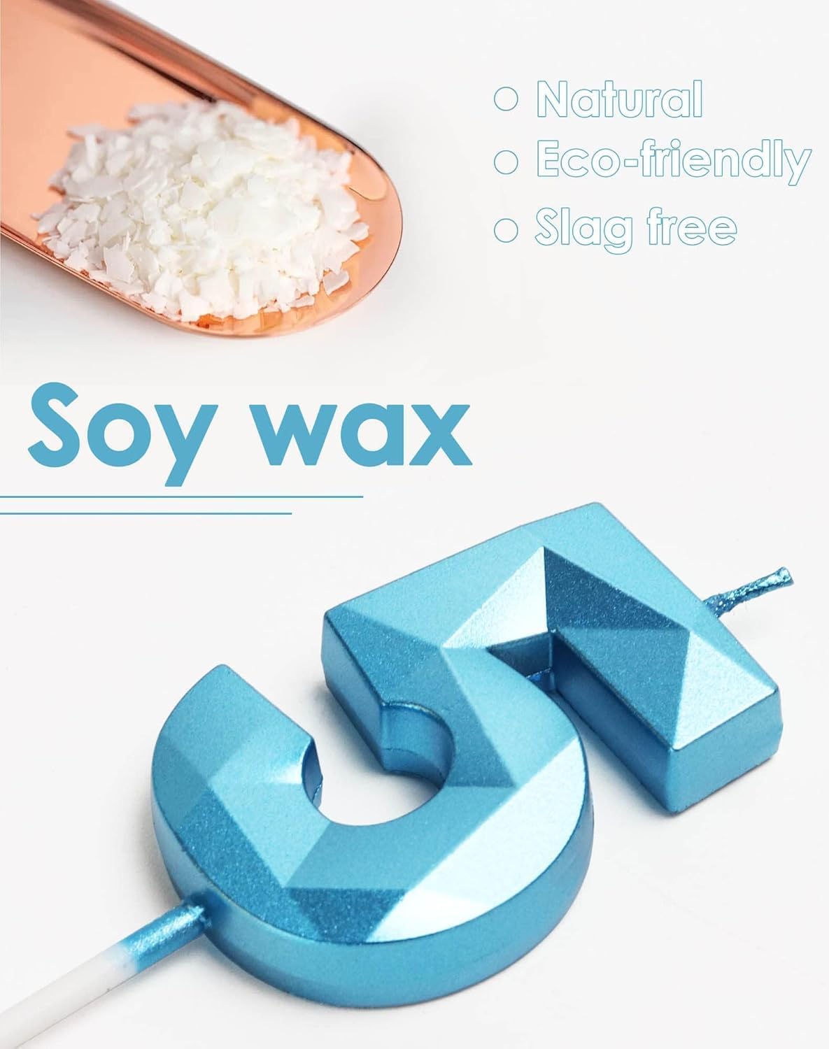 Thumbnail 6 de Yiran Sky Blue 51st Birthday Candles – Number 51 cake topper candles (blue)