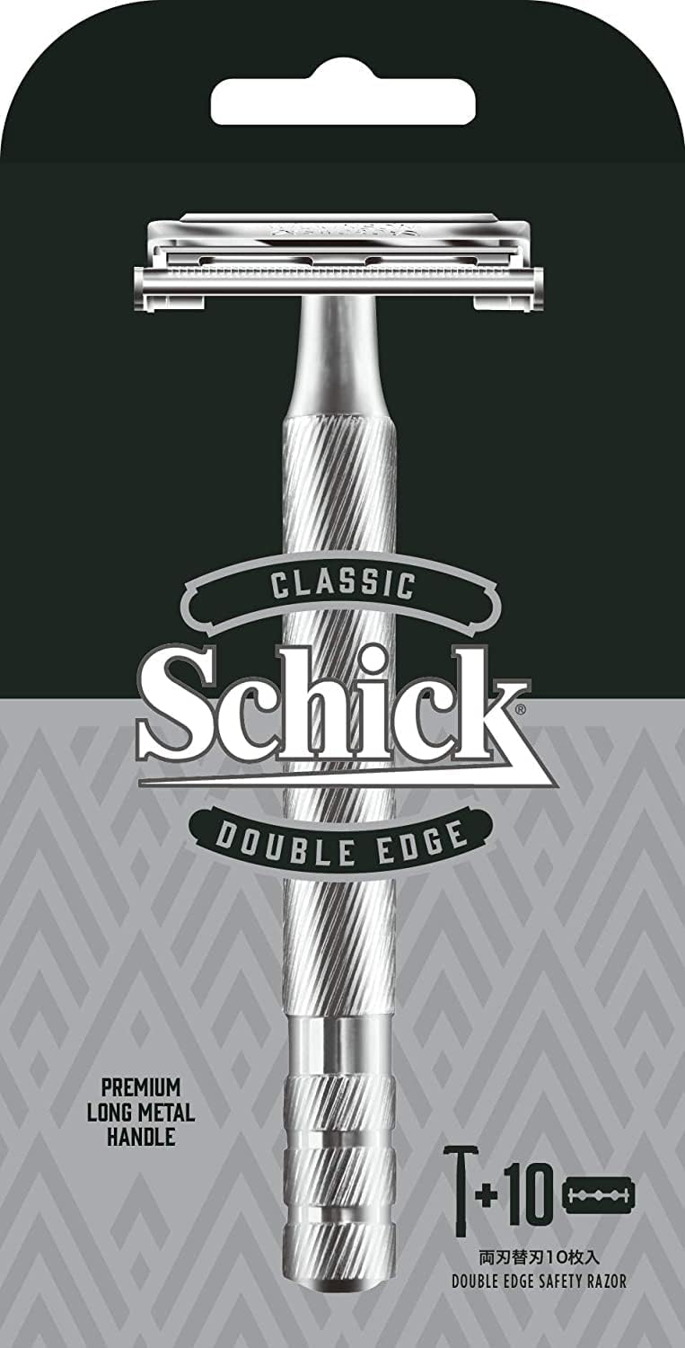 Detalle de Schick クラシック ダブルエッジ 両刃ホルダー メタル製・替刃10枚付き