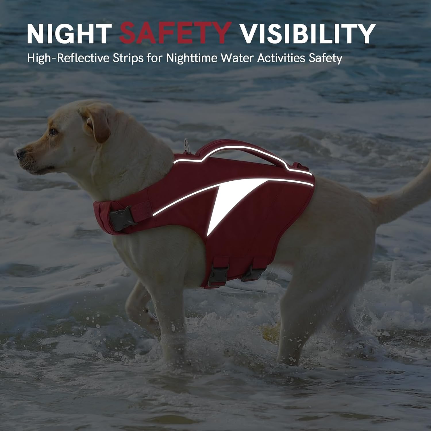 Detalle 2 de PUZAUKAL Schwimmweste für Hunde mit Rettungsgriff – Verstellbare Rettungsweste XS (Rot) für kleine Hunde