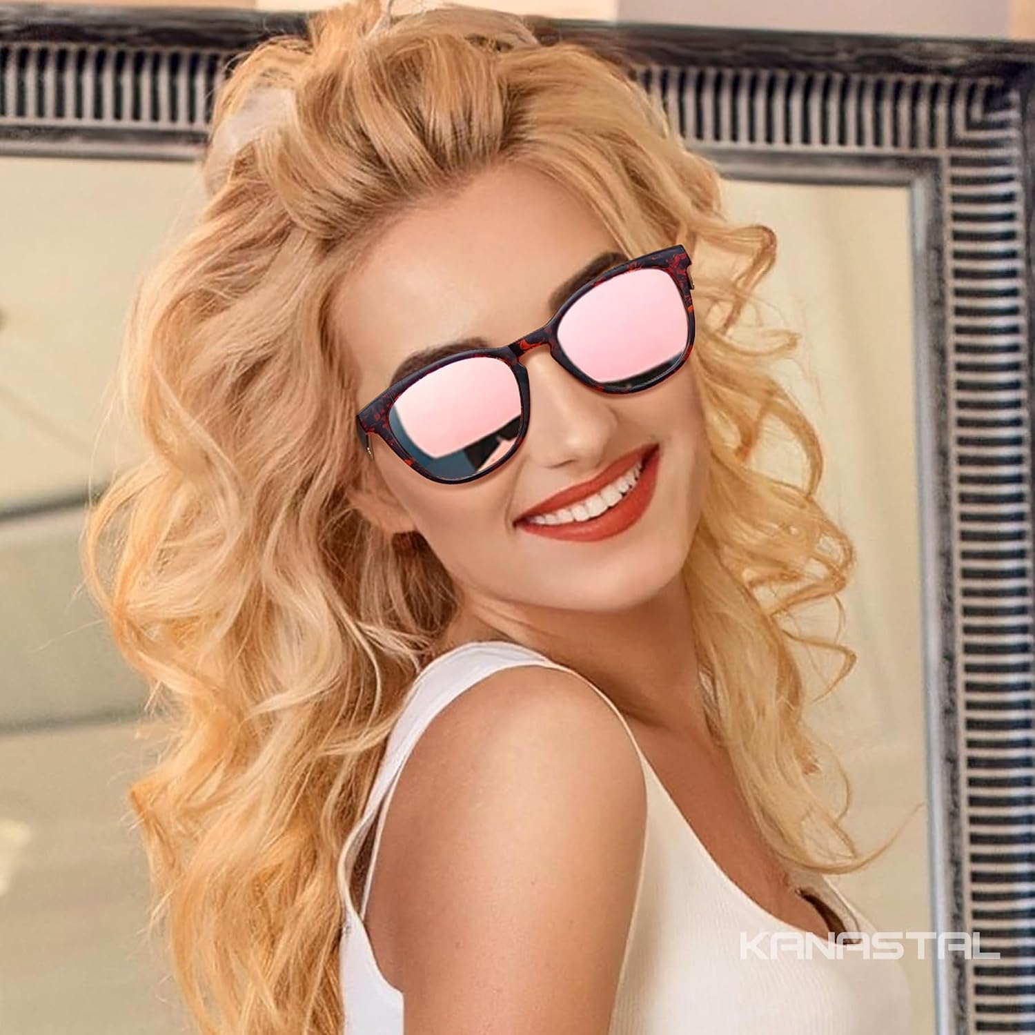 Detalle 2 de KANASTAL Lunettes de Soleil Femme Polarisées Vintage