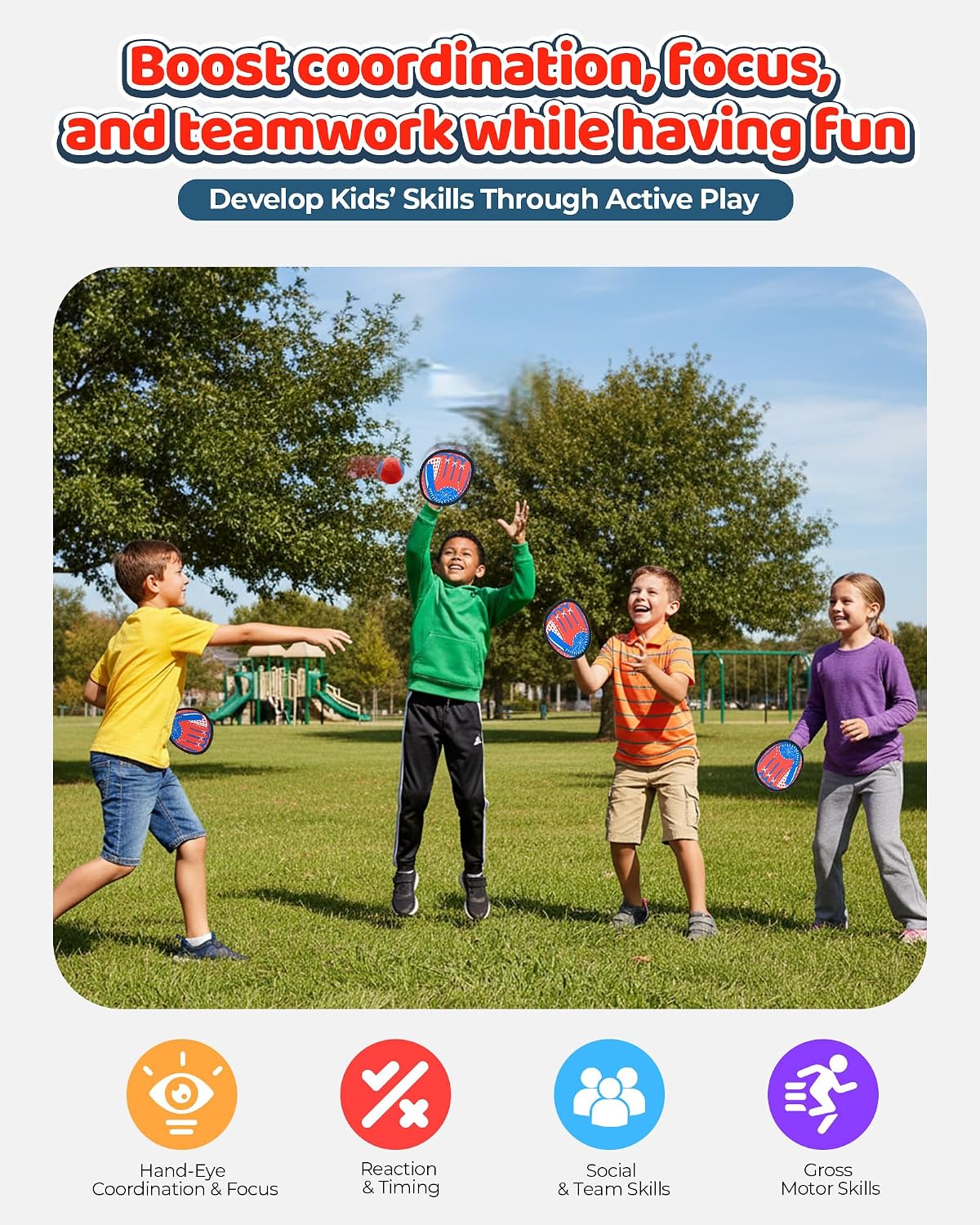 Detalle 2 de Toss and Catch Ball Game Set 4 paddles