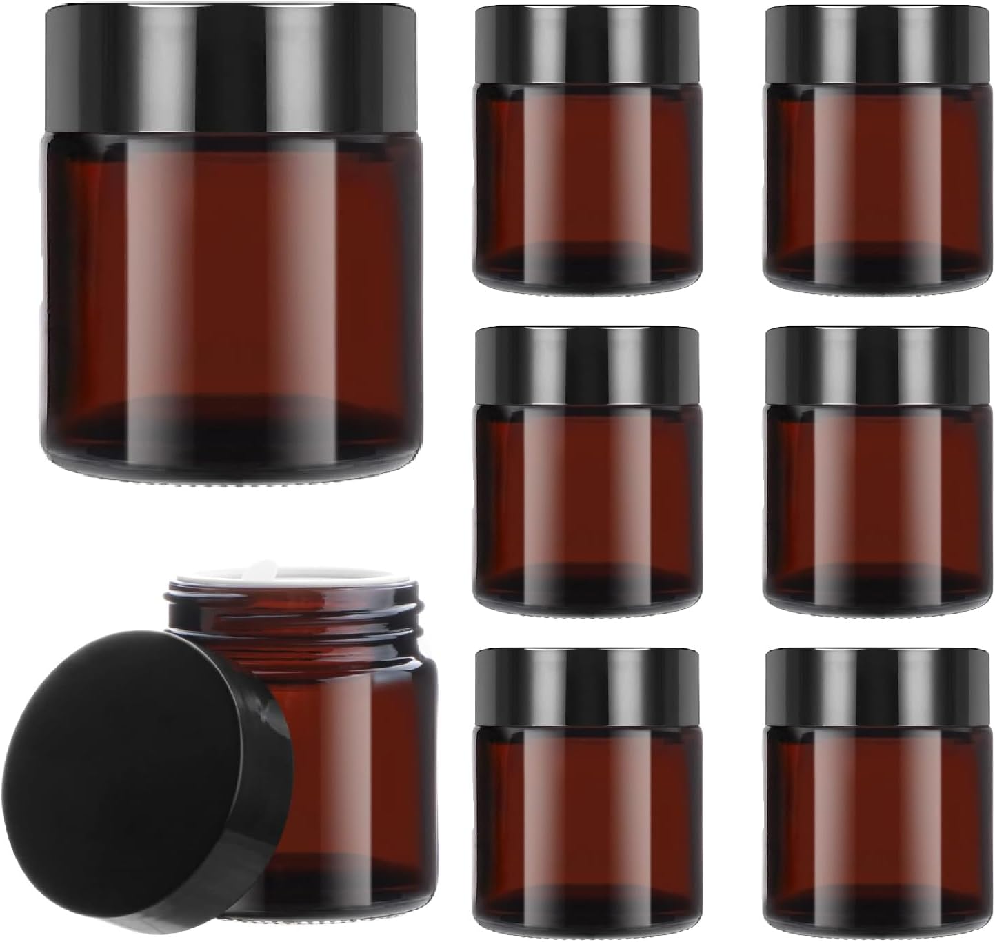 Detalle de Amber Glass Jars 200ml Pack 8