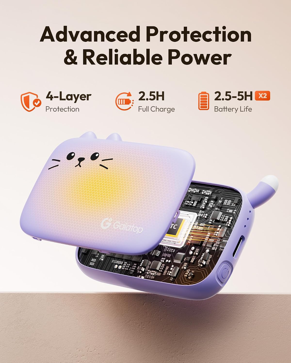 Detalle de Gaiatop HW-10 Rechargeable Hand Warmers, 2-Pack, 3 Heat Levels