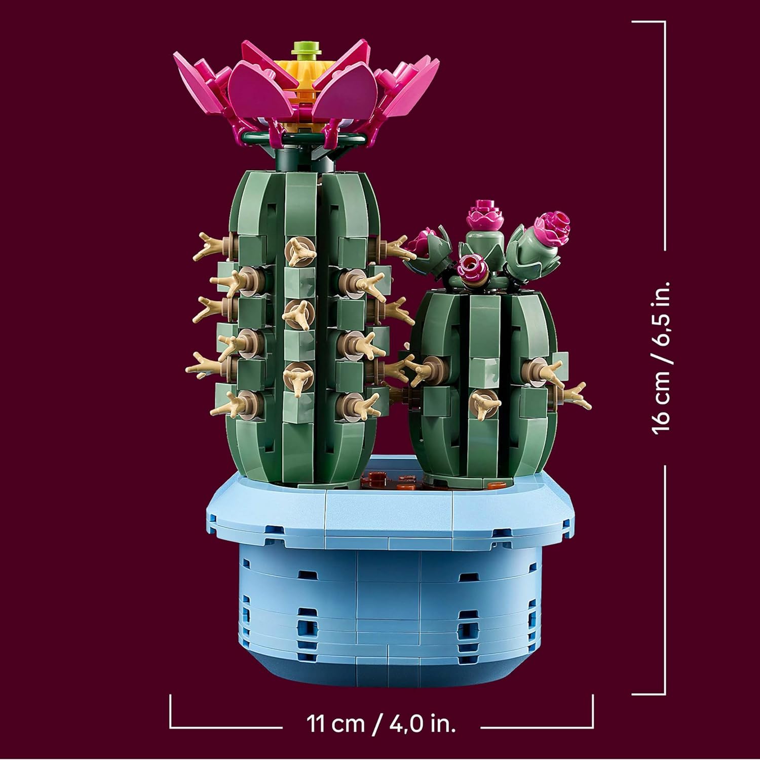 Thumbnail 6 de LEGO Botanicals Cactus in Fiore – Pianta artificiale con 2 cactus e fiori finti in vaso blu pastello