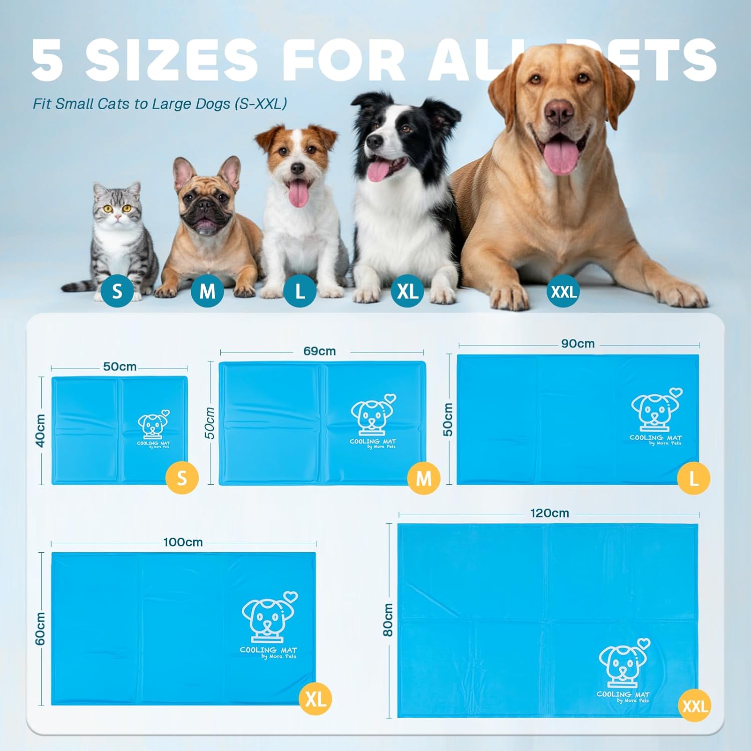 Detalle de Pawtasy Dog Cooling Mat Medium – Thick Self-Cooling Pad for Dogs & Cats (50x69cm)