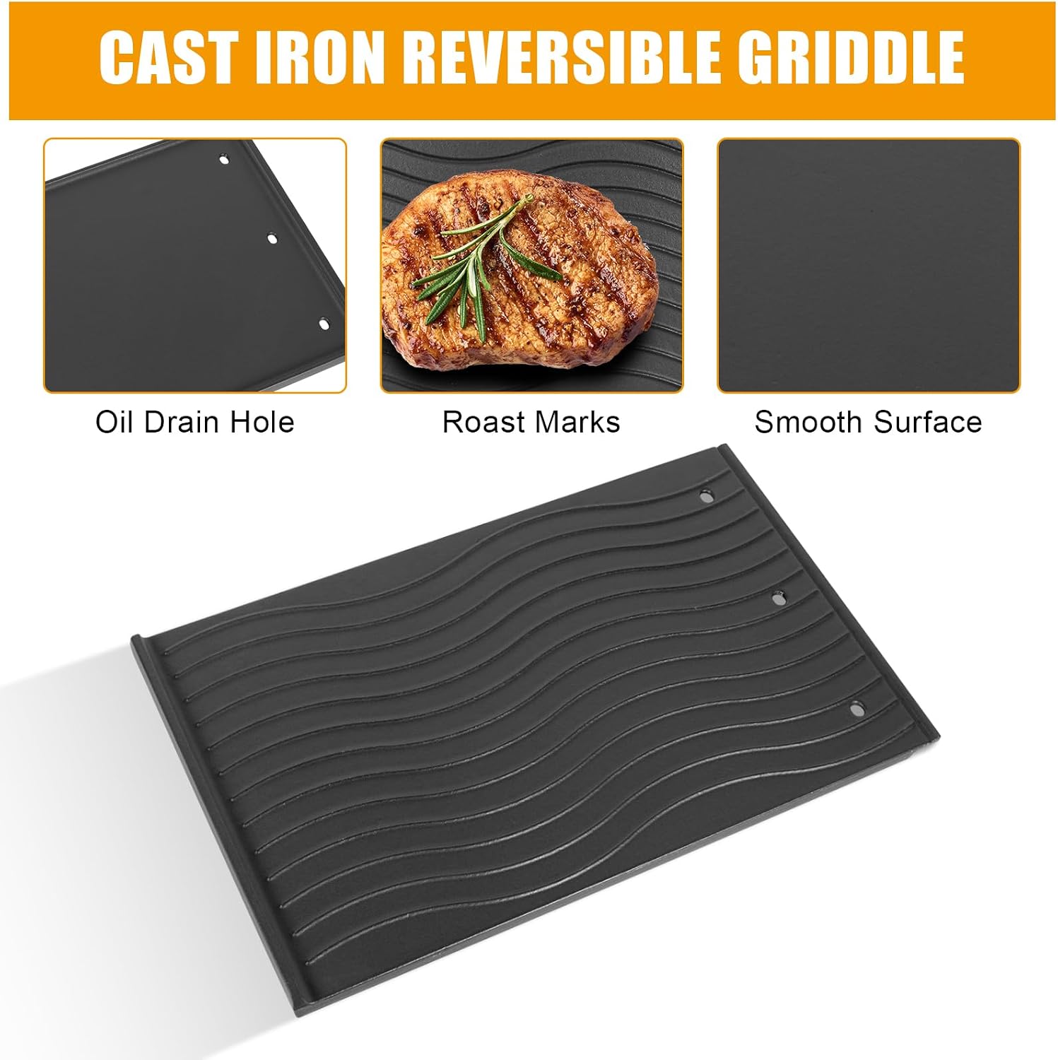 Detalle de Full-Size Griddle Inserts with Handles for Weber Spirit 200/Spirit II 200 Series Grills