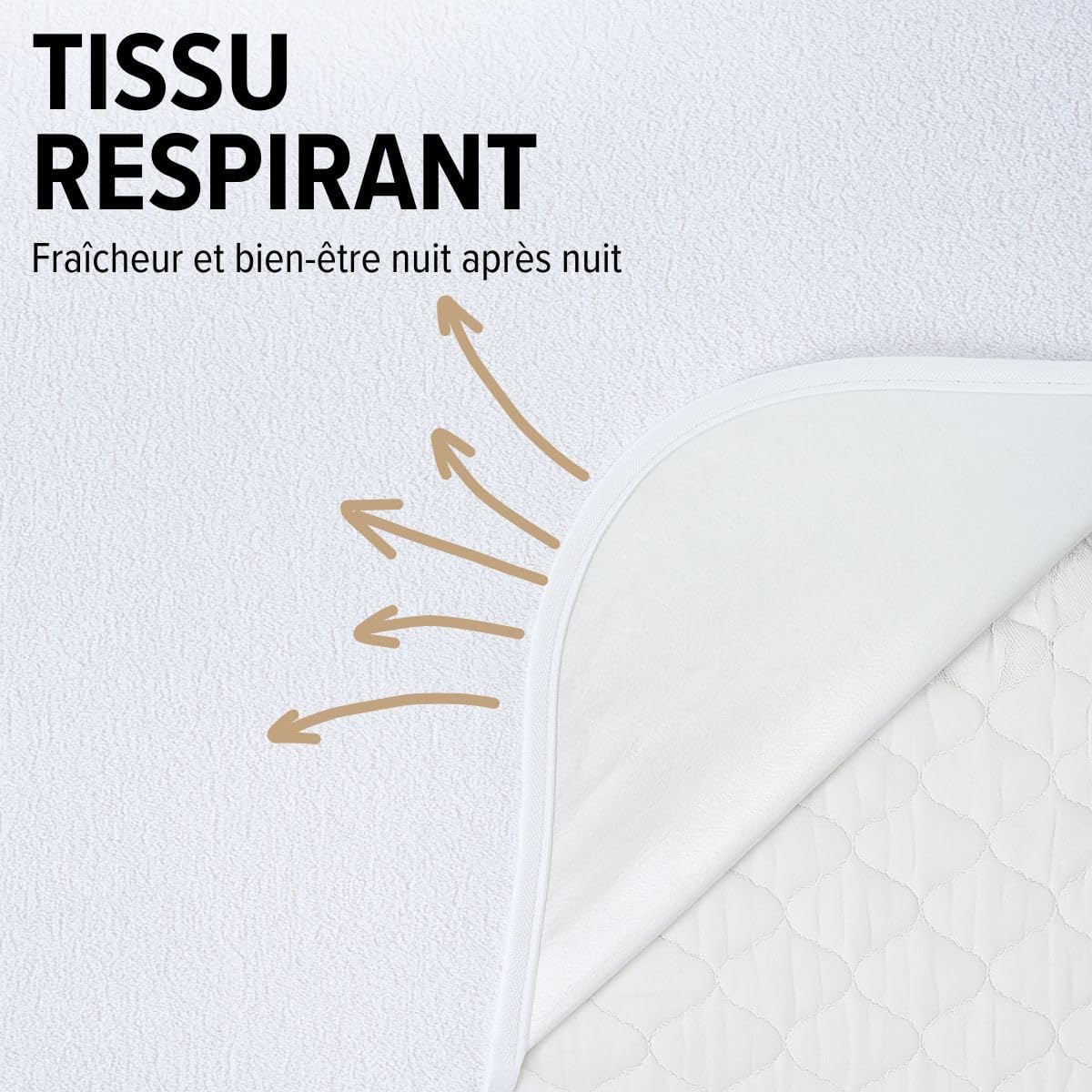 Detalle de Dreamway Protege Matelas 180x200 cm – Imperméable, Respirant et Silencieux