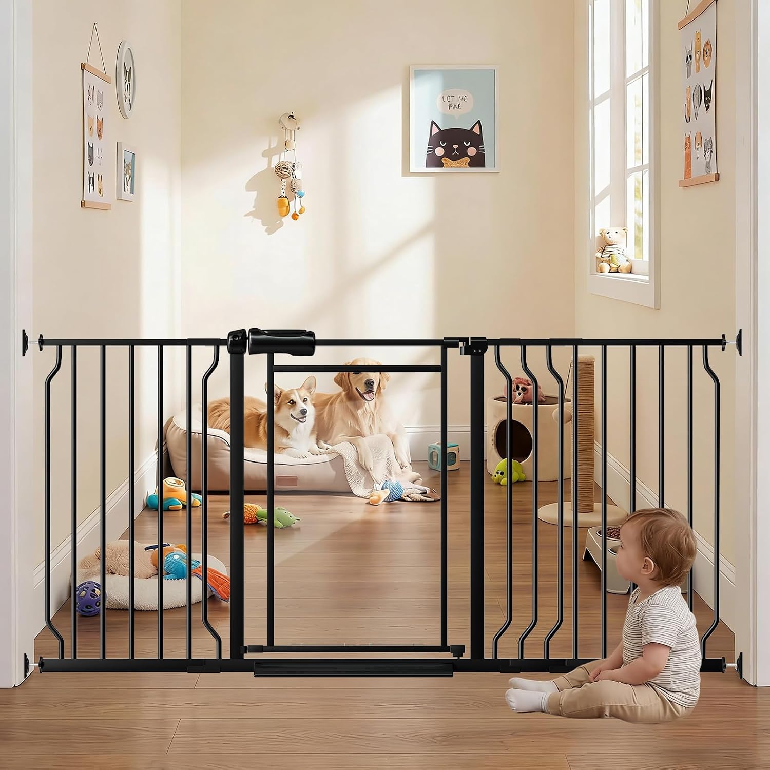 Detalle de Fairy Baby W448 Extra-Wide Clear Baby Gate with Triple Lock and Auto-Close