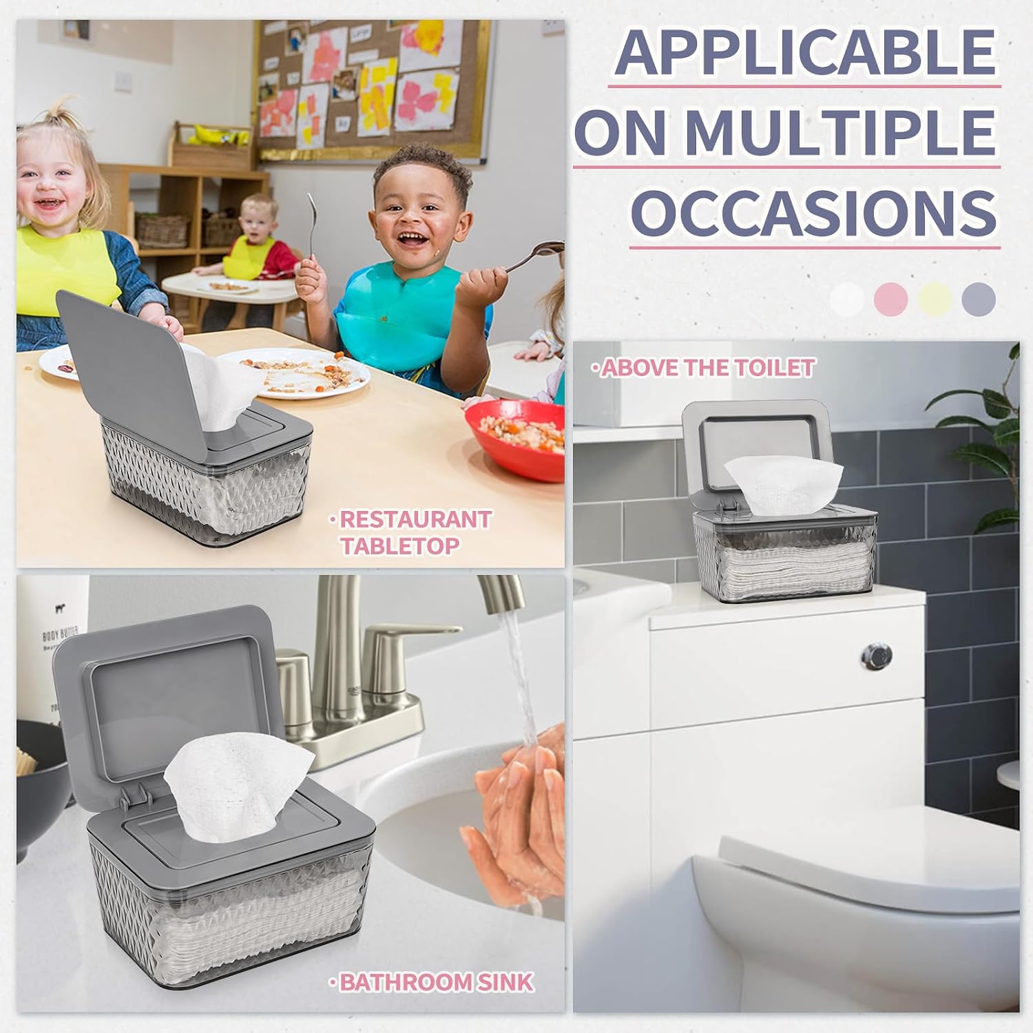 Detalle 2 de Whiidoom Wipes Dispenser, Grey Clear Holder with One-Handed Access
