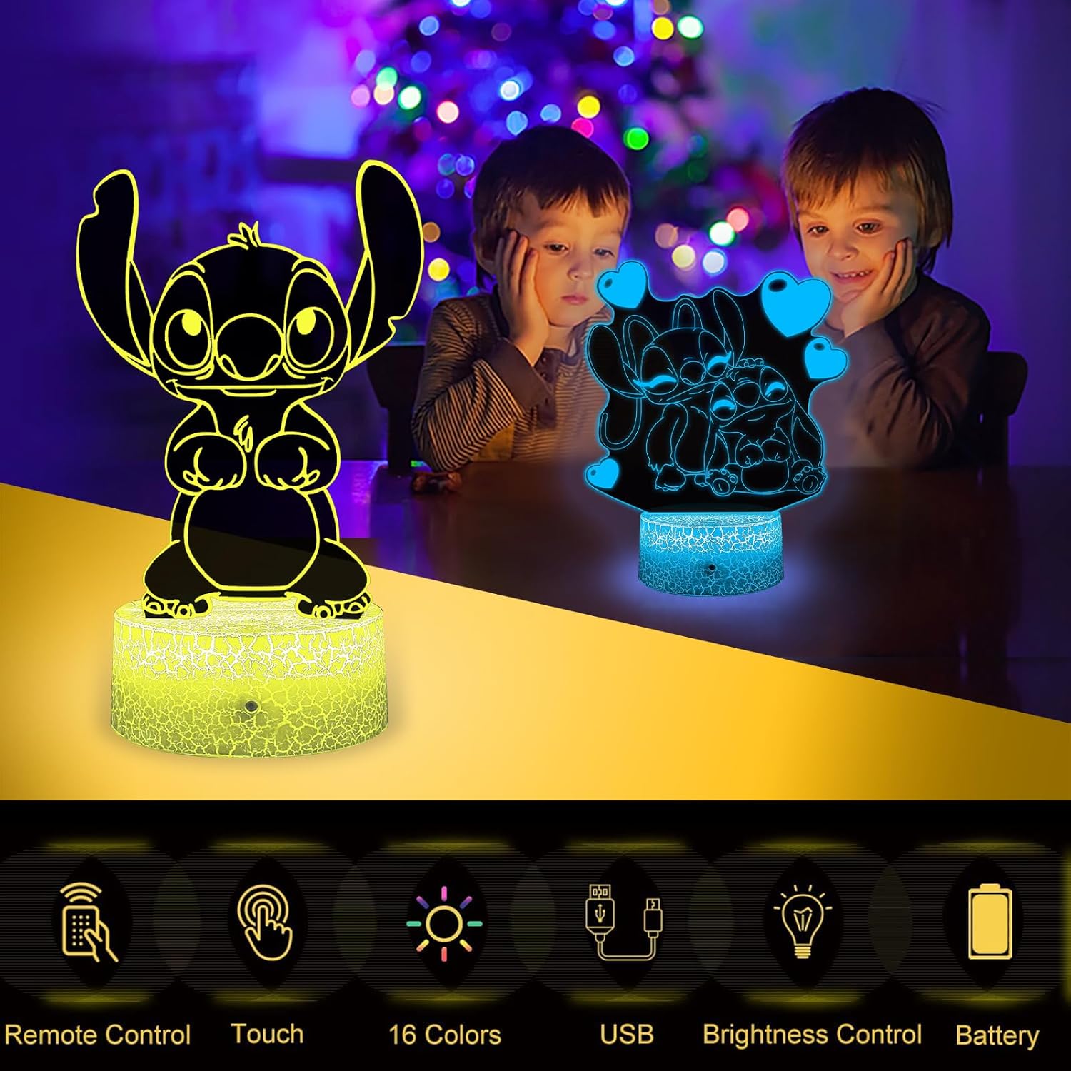 Thumbnail 4 de Eygerur Stitch Lampe 3D LED Nachtlicht