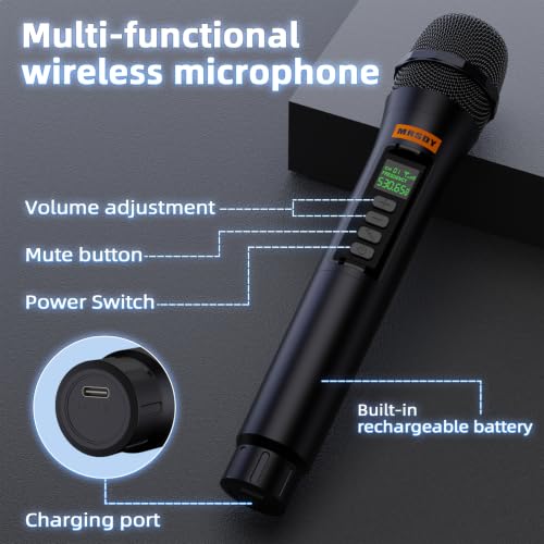 Detalle 2 de MRSDY Rechargeable Wireless Microphones with Volume Control and Mute