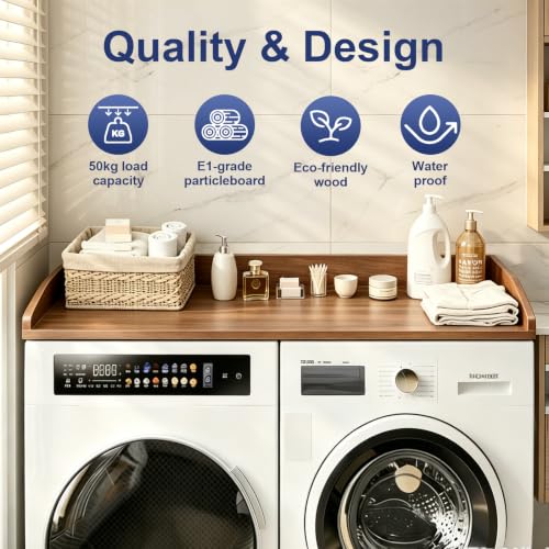 Detalle de Encimera para lavadora y secadora 120x60 Nogal | Askelierg