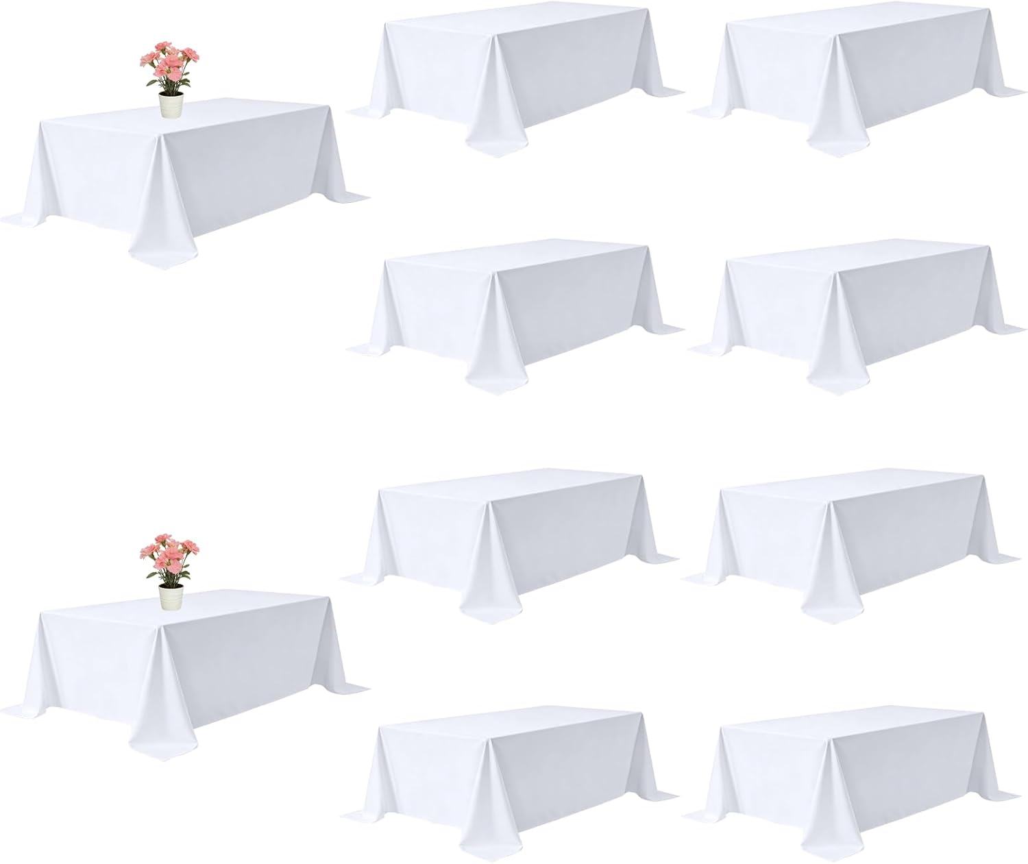 Detalle de Dexbriz 10 Pack White Rectangle Table Cloths 90 x 132 Inches for 6 Foot Tables