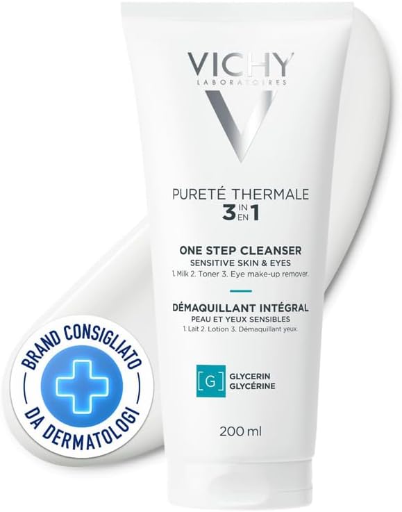 Vichy Pureté Thermale Latte Tonificante struccante e tonificante con Captelae, estratto di karité e acqua termale, 200 ml