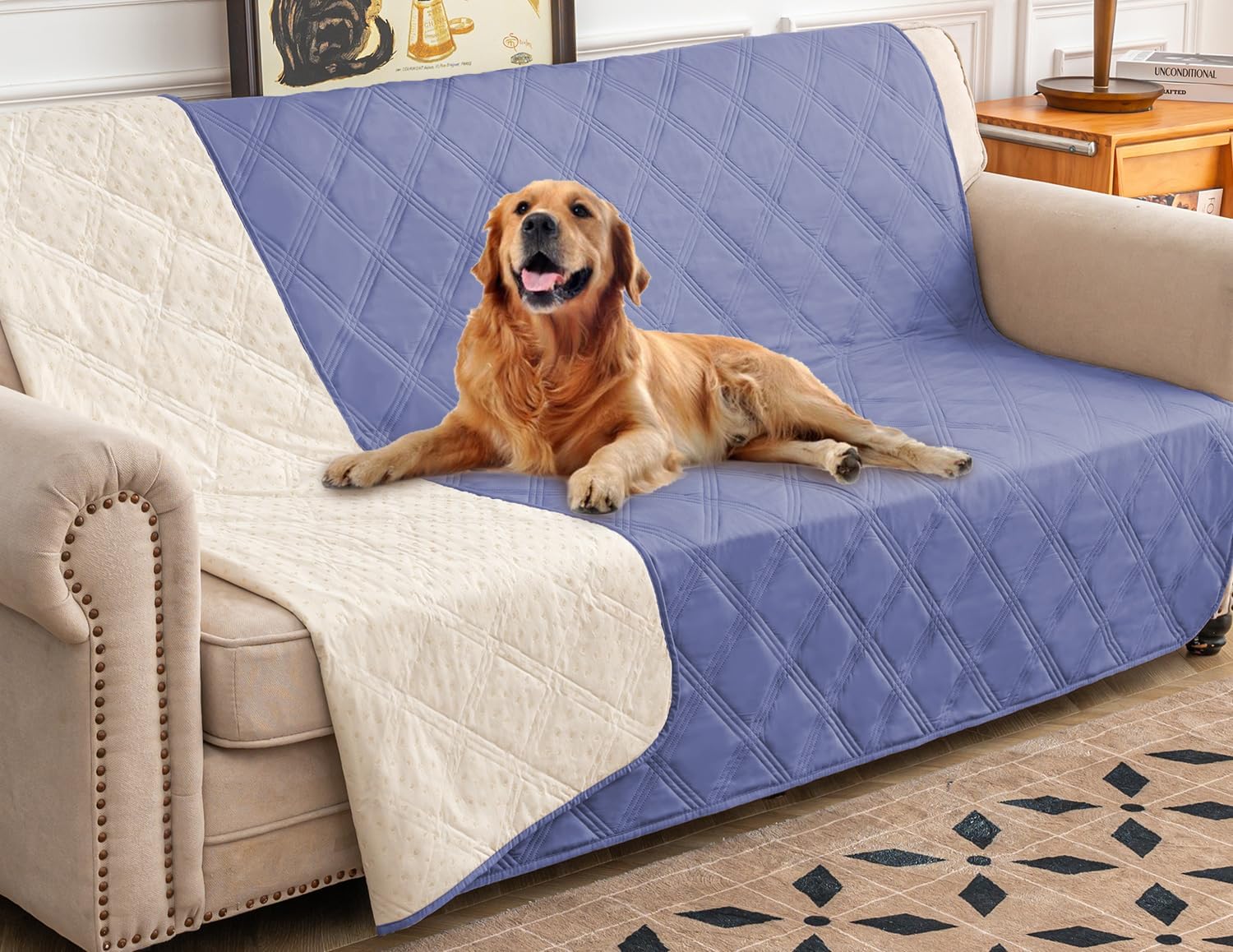 Detalle de Ameritex Waterproof Dog Bed Cover, 82 x 102-Inch Quilted Microfiber Blanket