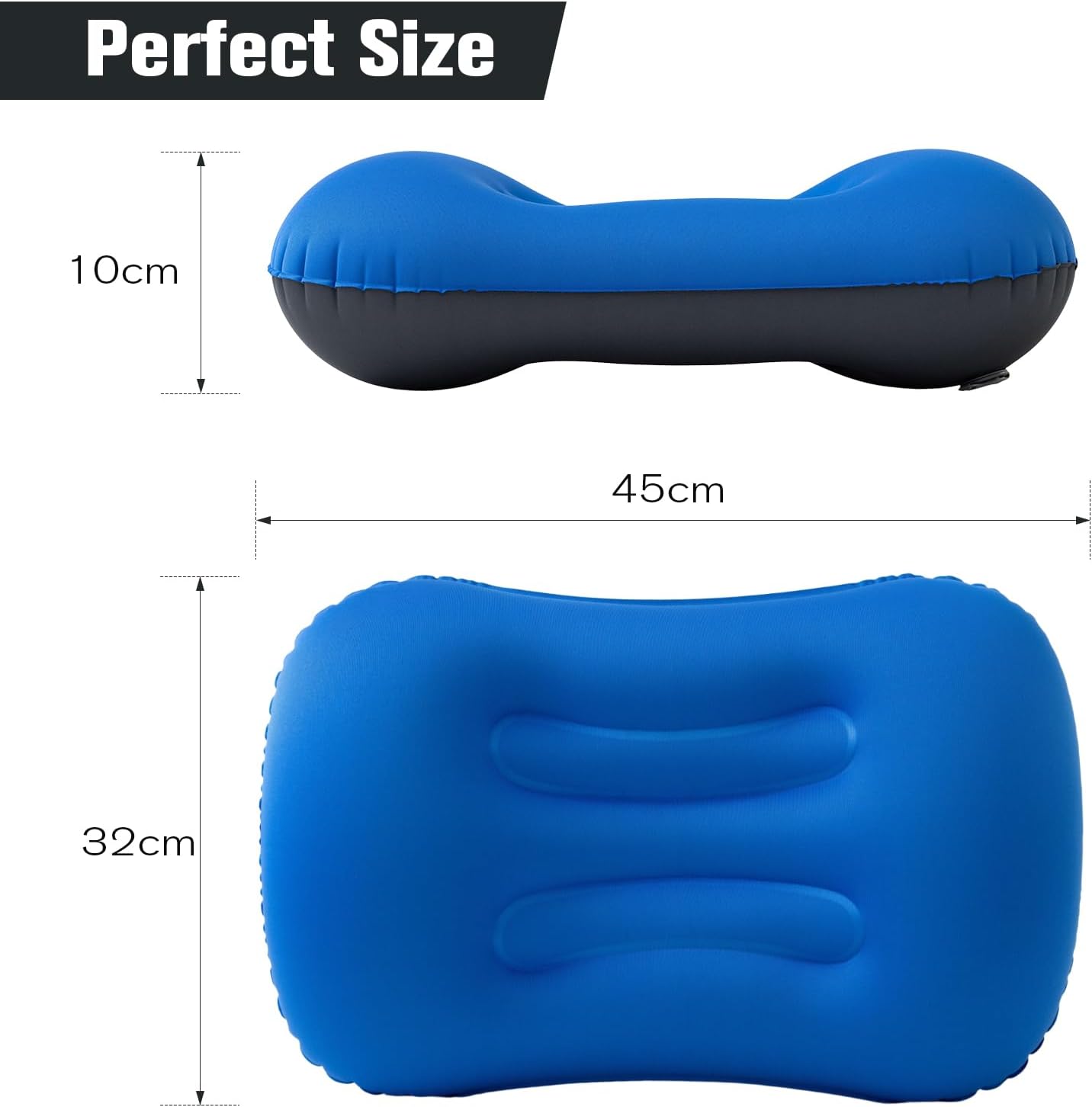 Thumbnail 5 de JetsCush Camping Pillow Lightweight Compact Inflatable Air Travel Pillow with Ergonomic Support (Blue)