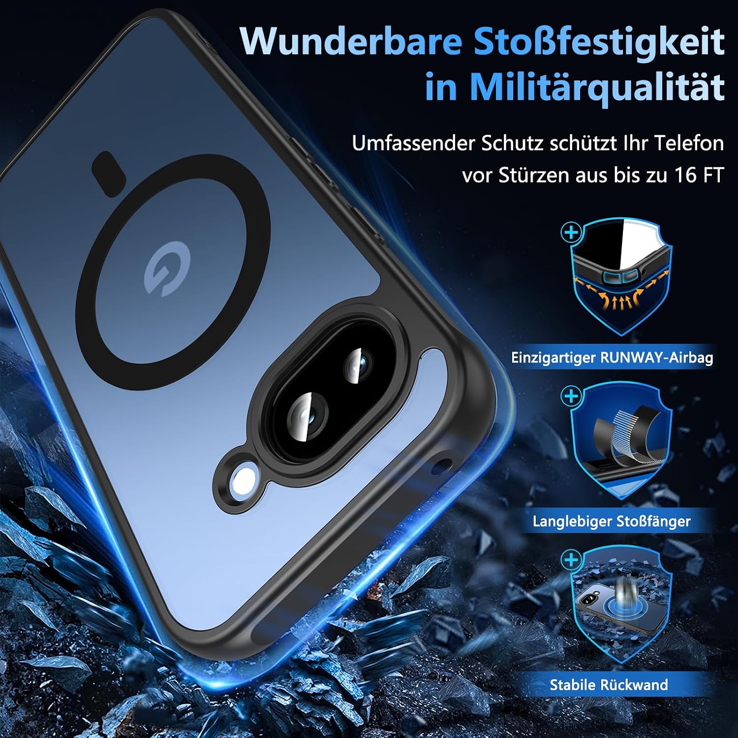 Thumbnail 6 de OWKEY Pixel 10a Hülle mit MagSafe, Panzer Glas und Militärschutz – Translucent Matte
