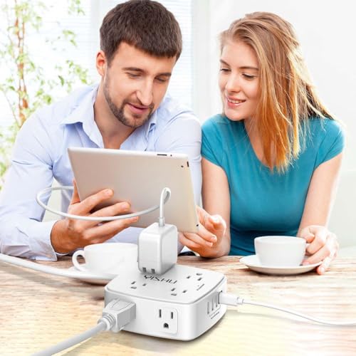 Detalle 2 de YISHU 6Ft Surge Protector Power Strip with 8 Widely Spaced Outlets & 4 USB Ports