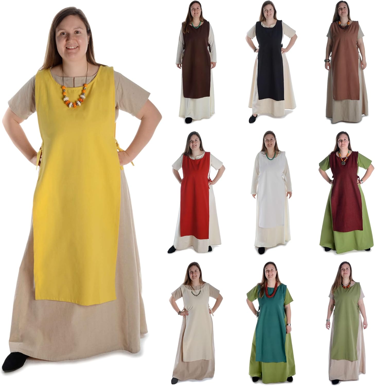 Thumbnail 3 de HEMAD Hrotsvit middeleeuwse katoenen cape met zijtrekkoord