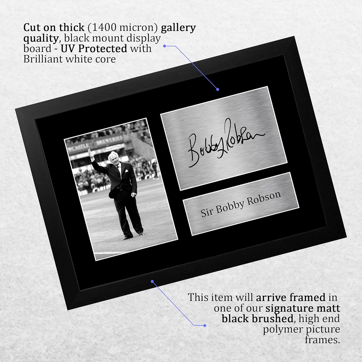 Thumbnail 2 de HWC Trading A4 FR Sir Bobby Robson Magpies framed signed autograph picture (A4)