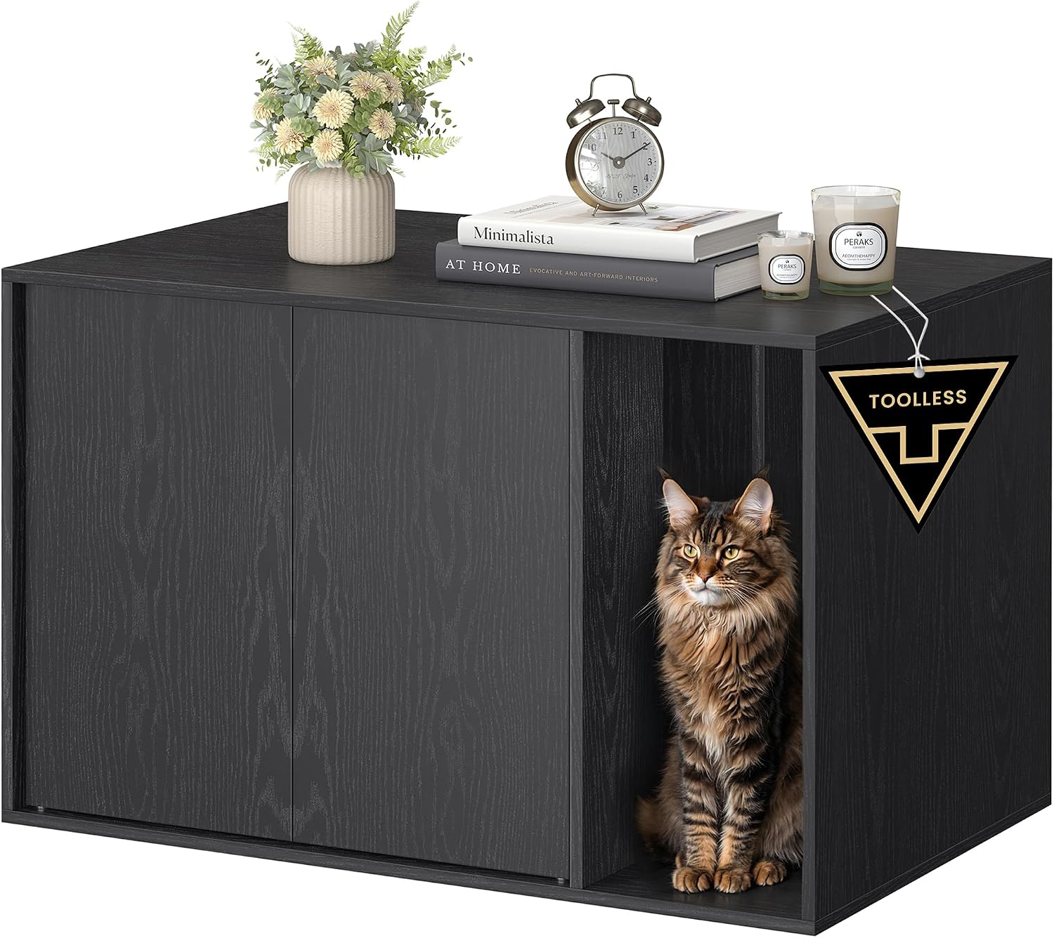 Thumbnail 6 de SONGMICS HOME PCL233WJ05 : meuble litière pour chat avec assemblage ultra-rapide