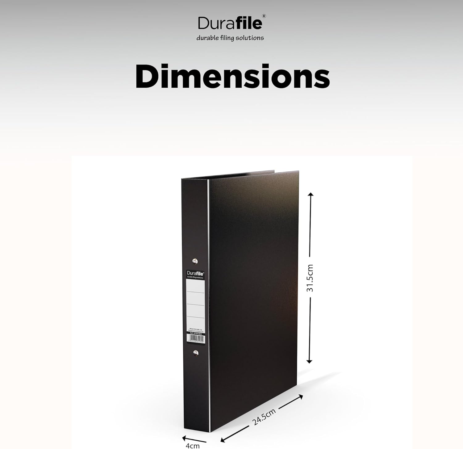 Thumbnail 5 de Durafile A4 Ring Binder Folder (Single File) – Black, heavy-duty cardboard with two rings