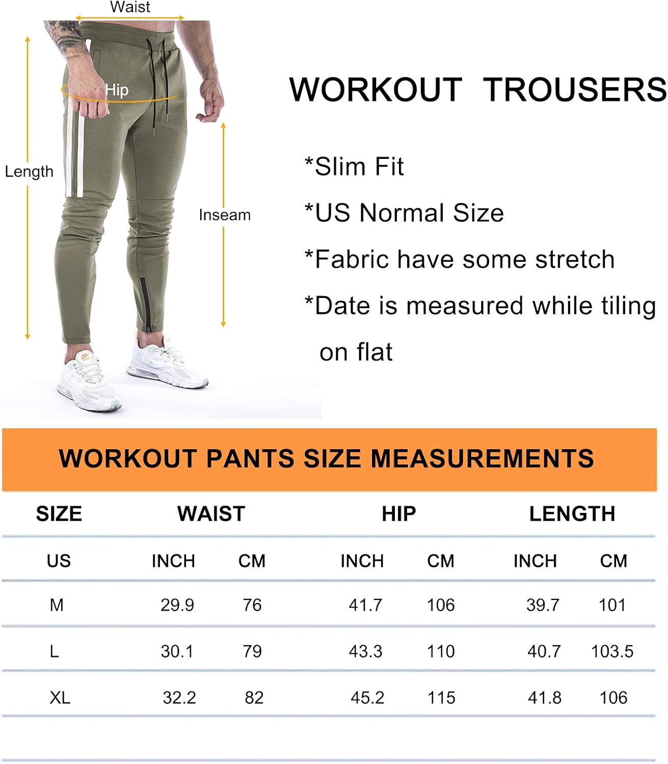 Thumbnail 6 de Suwangi Pantaloni Tuta Uomo Palestra Slim Fit a Righe con Tasche Zip