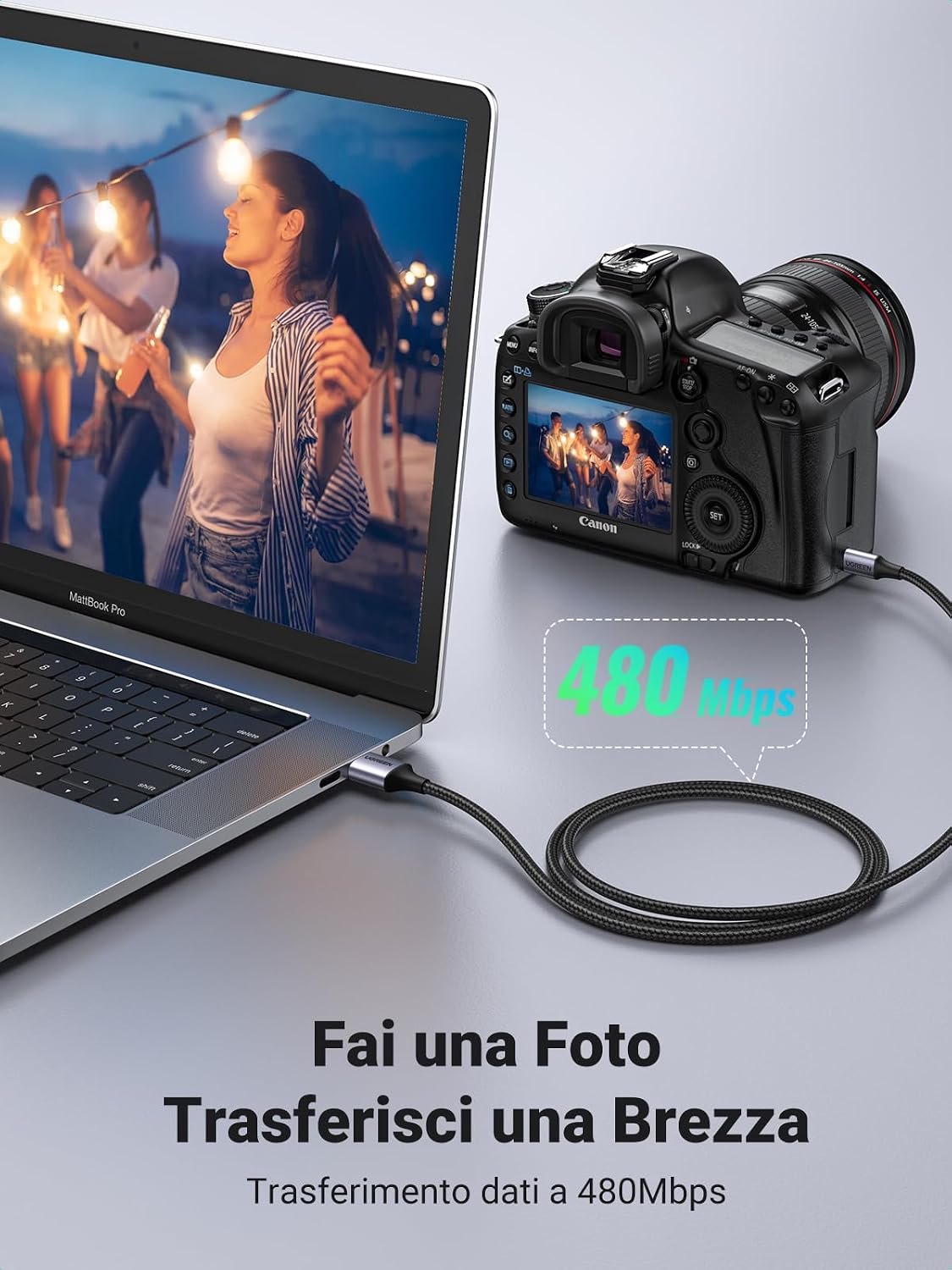 Detalle 2 de UGREEN Cavo USB A a Mini B 1M