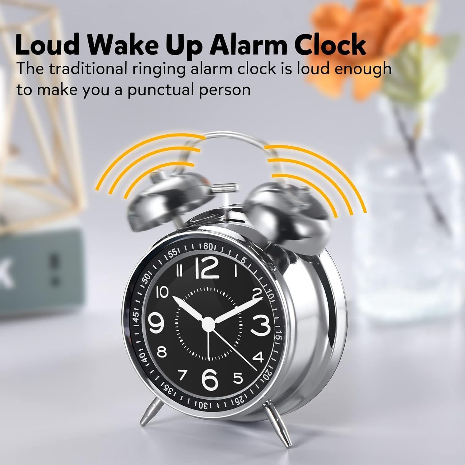 Detalle 1 de Loud Alarm Clock Twin Bell 4in Silent