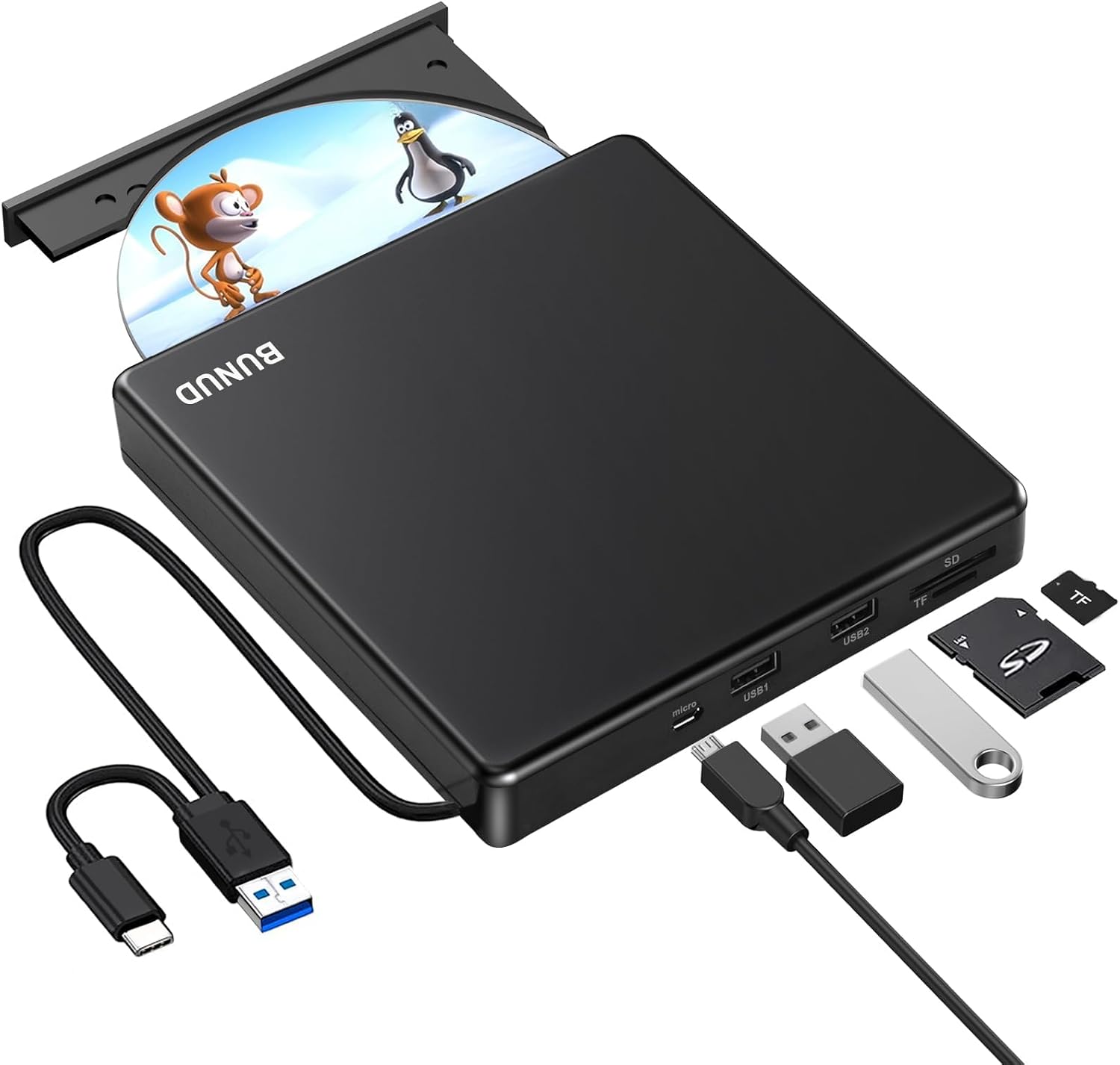 Detalle de External CD DVD Drive USB 3.0 with SD/TF ports ๐