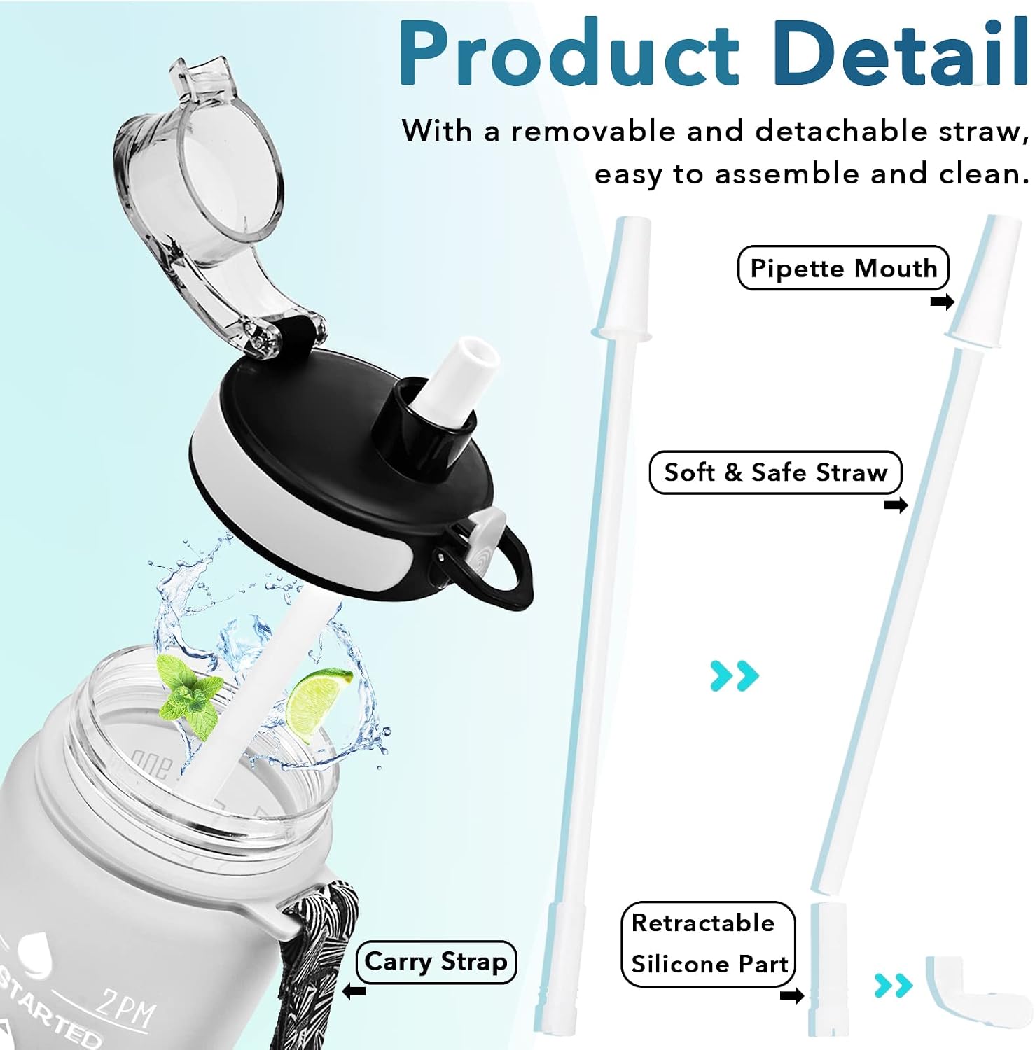 Thumbnail 4 de Enerbone Water Bottle motivational straw 24oz 🚰
