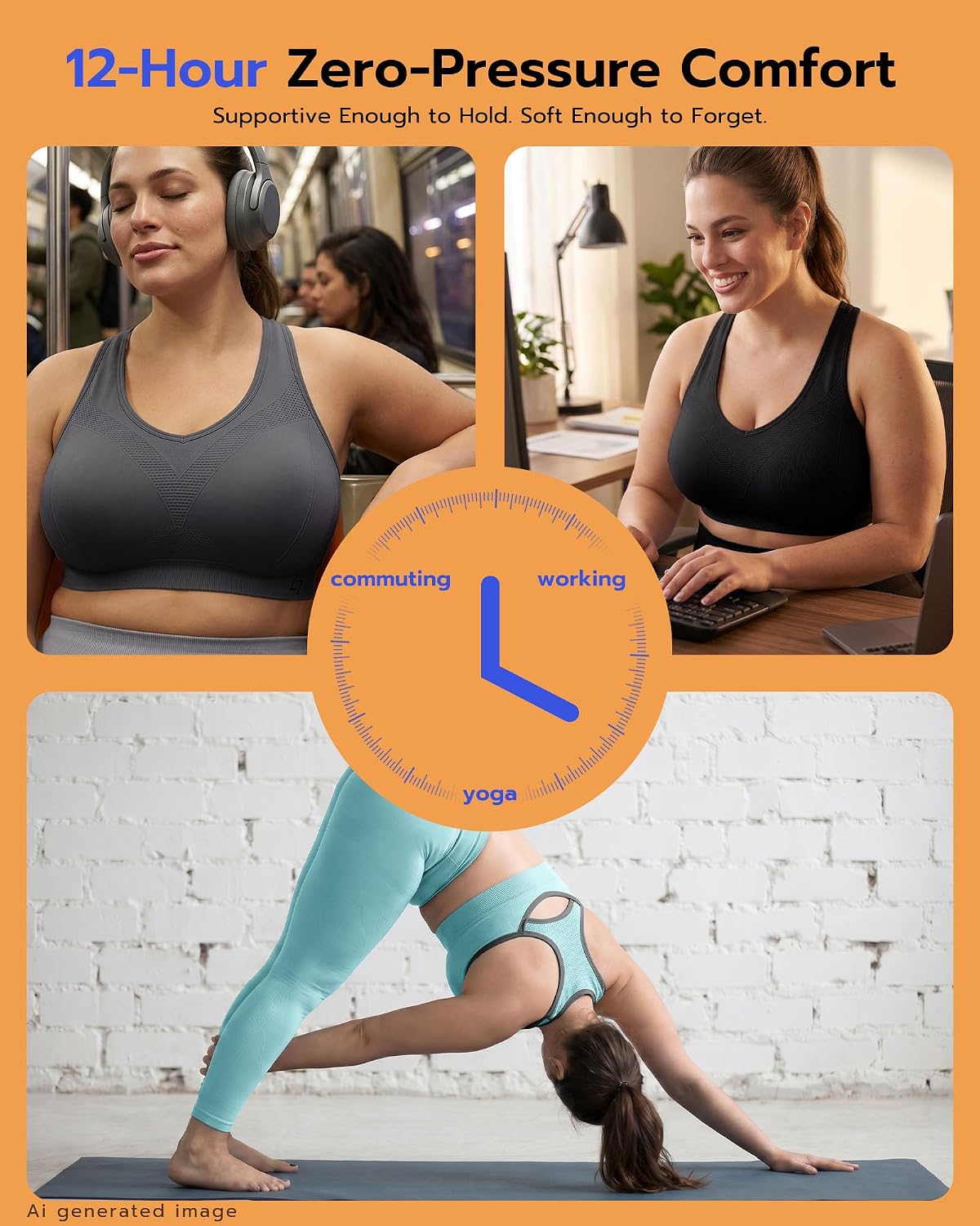 Thumbnail 2 de FITTIN Racerback Sports Bra for Women – Padded, Seamless Support for Yoga, Workout & Plus Size