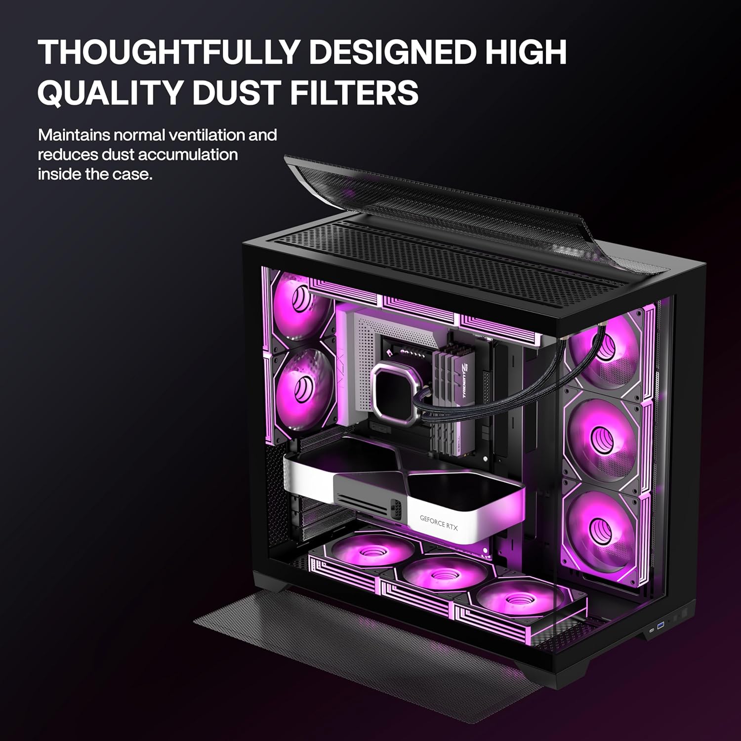 Thumbnail 4 de ANSAITE ATX PC-Gehäuse H9: Mid-Tower mit 9 ARGB PWM-Lüfter, 360 mm Radiator, Panorama-Glas