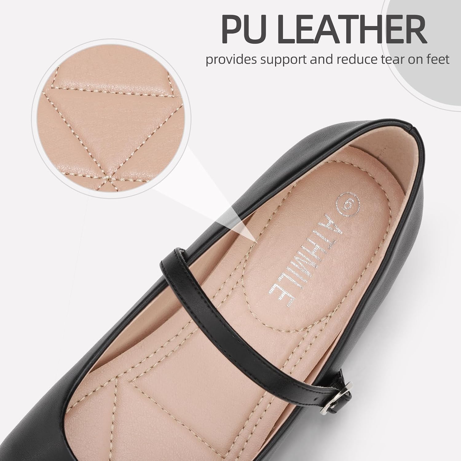 Detalle de Women's Mary Jane Flats with Adjustable Buckle and Memory Foam Insole