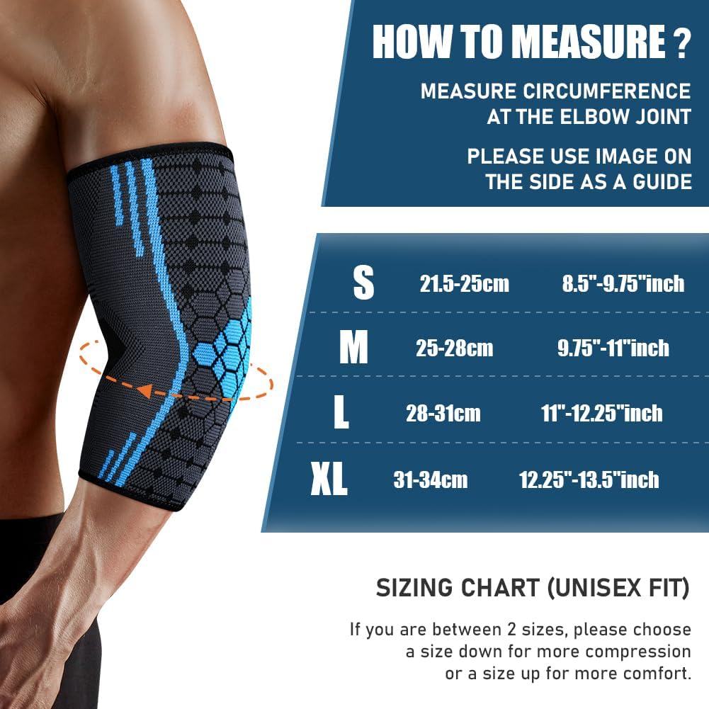 Detalle 2 de AOOWU 2 Stücke Ellenbogenbandage – Kompressionsbandage gegen Tennisarm & Golferarm (XL)