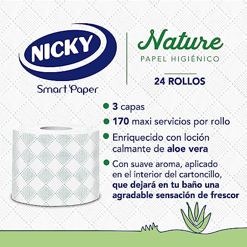 Detalle 2 de Nicky Nature 24 rollos — papel higiénico 3 capas 🧻