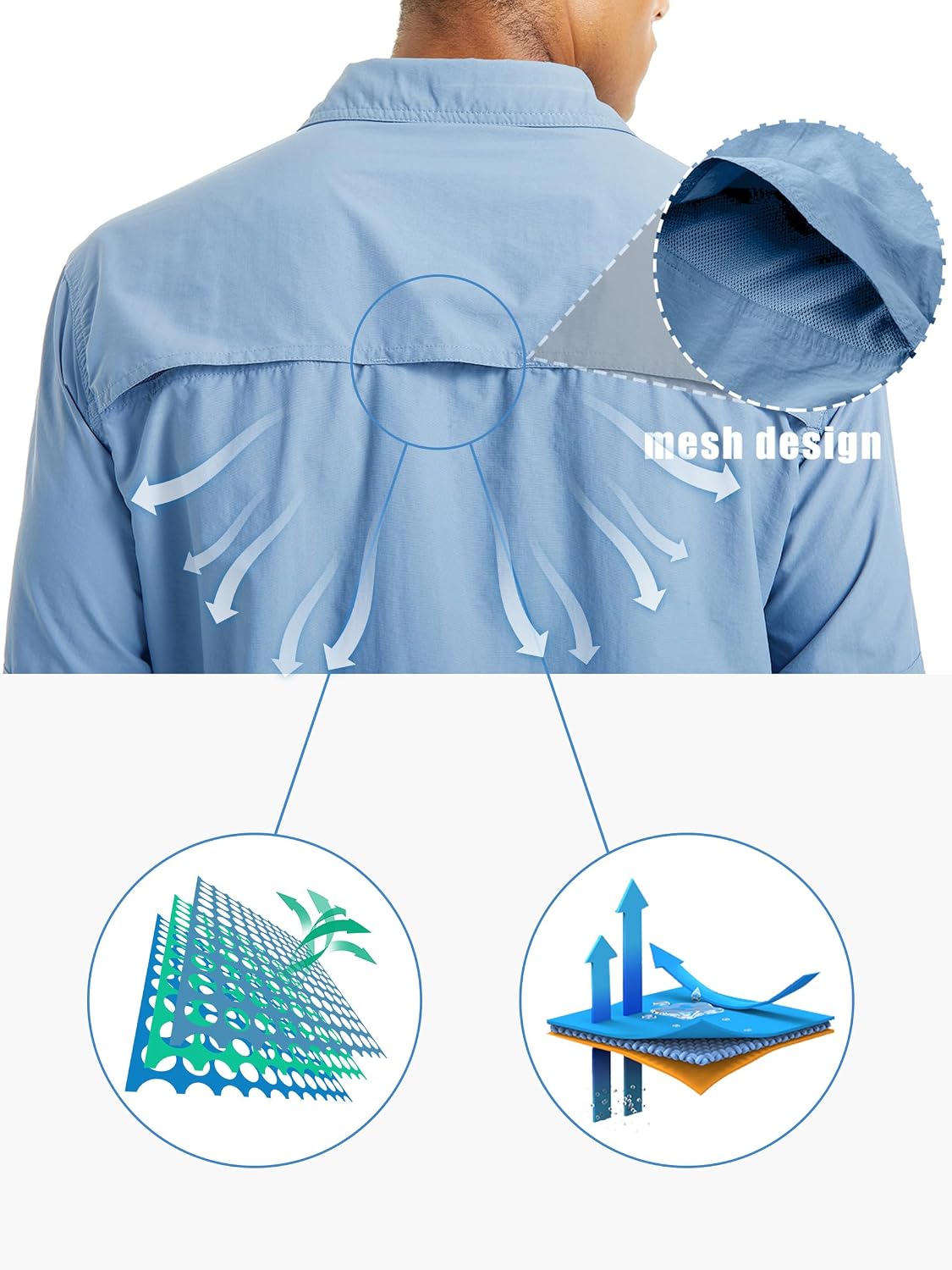Detalle 1 de TACVASEN Men's Tactical Hiking Shirt, Quick-Dry Long Sleeve with UV Protection
