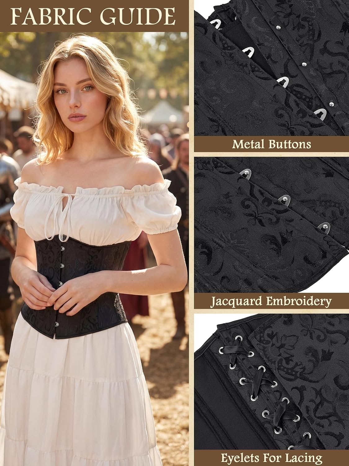 Thumbnail 5 de Kranchungel Underbust Corset Top with Plastic Boning, Front Buckle & Lace-Up Back