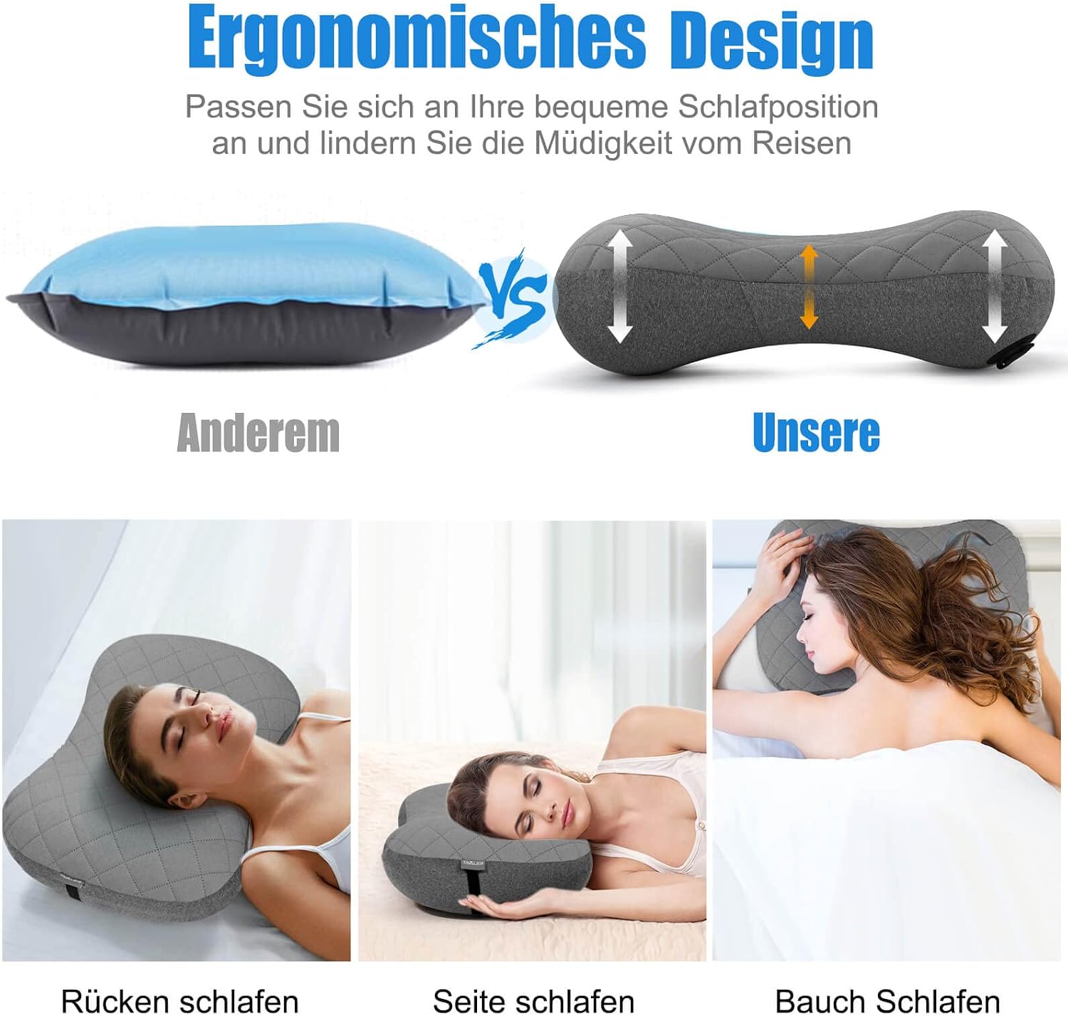 Detalle de Tavaler Aufblasbares Kissen Ultralight – Komfortables Outdoor-Kissen zum Aufblasen