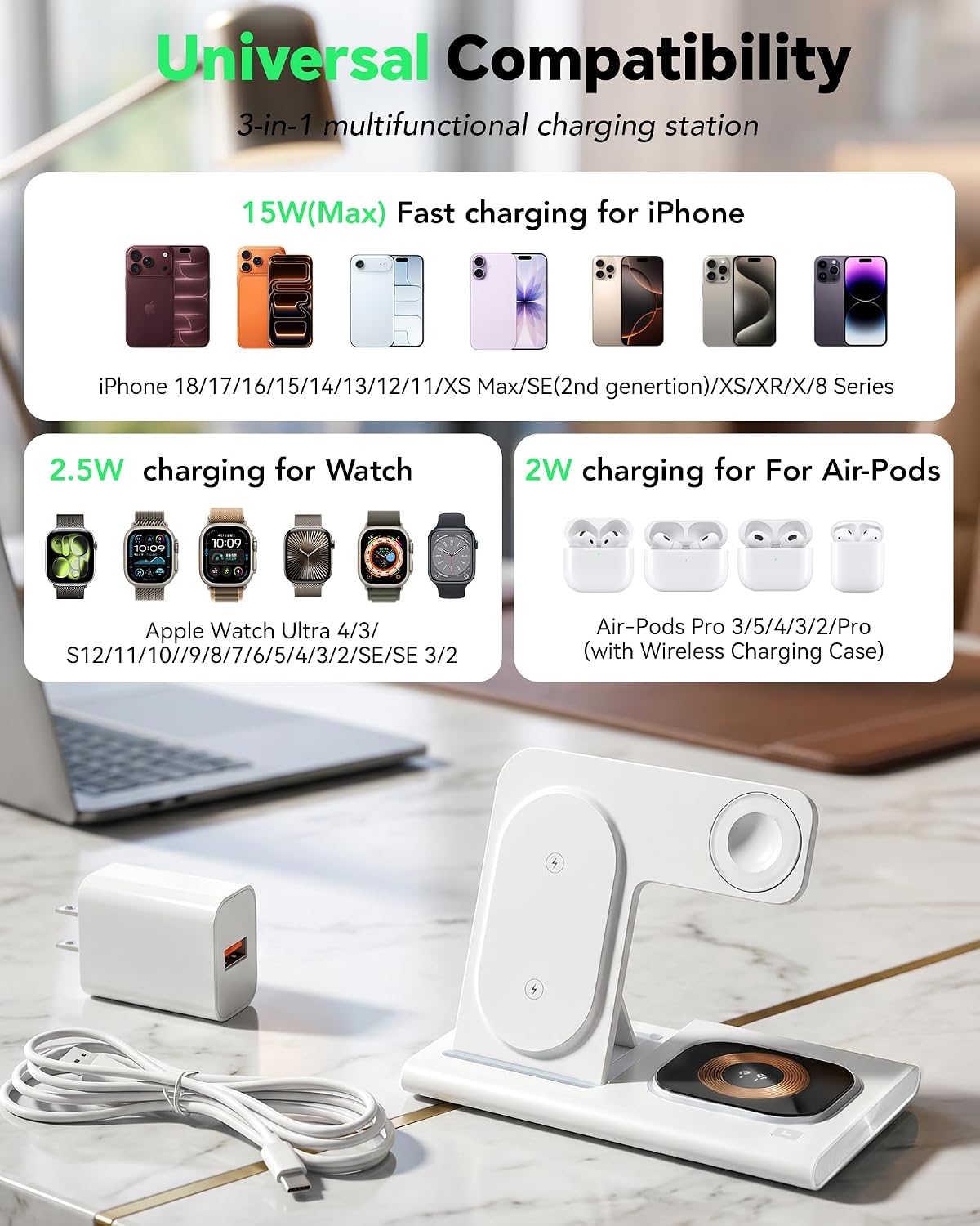 Detalle 2 de Aresh 3-in-1 Foldable Charging Station 15W