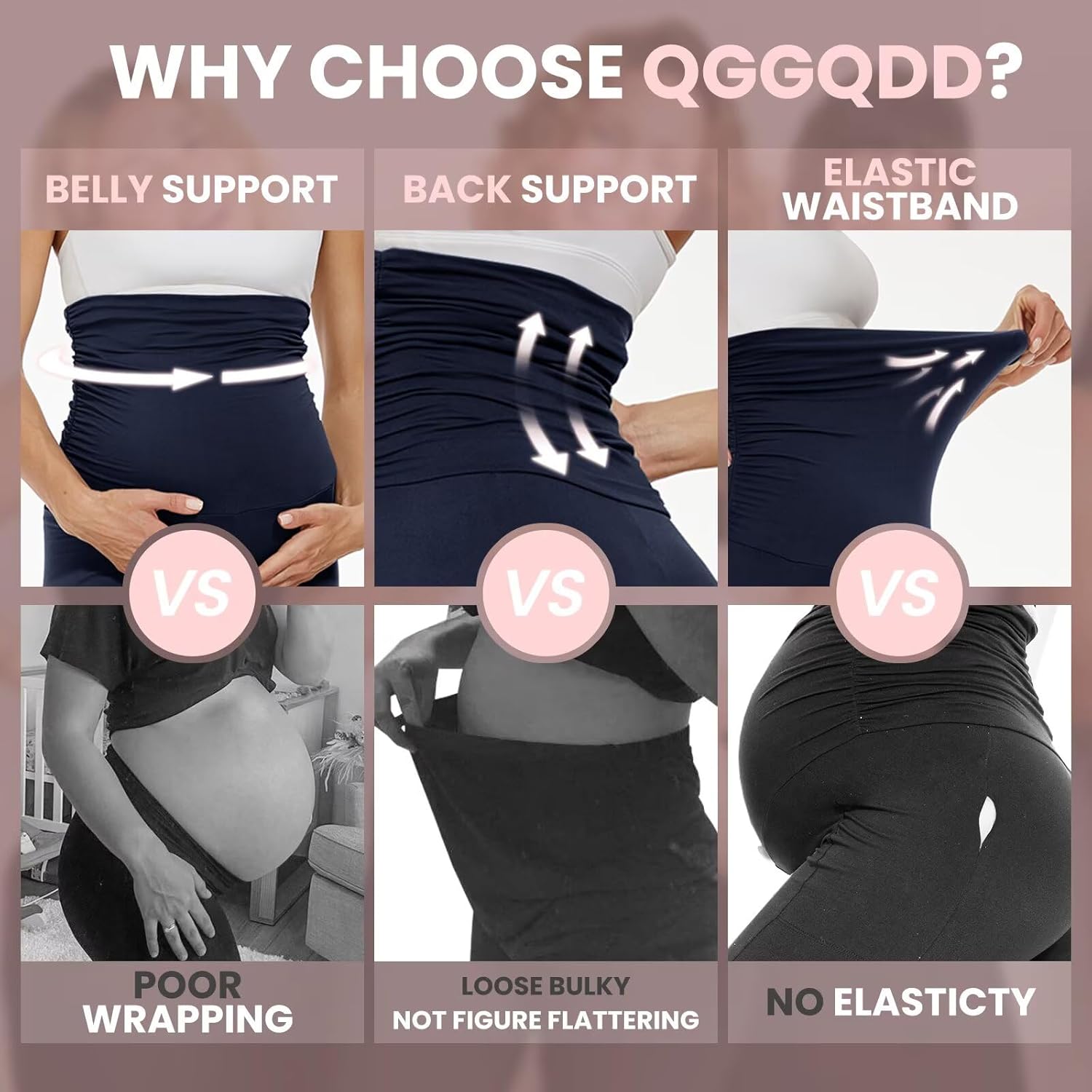 Thumbnail 3 de QGGQDD Maternity Biker Shorts (Over Belly) – High Waisted Cycle Shorts for Pregnancy