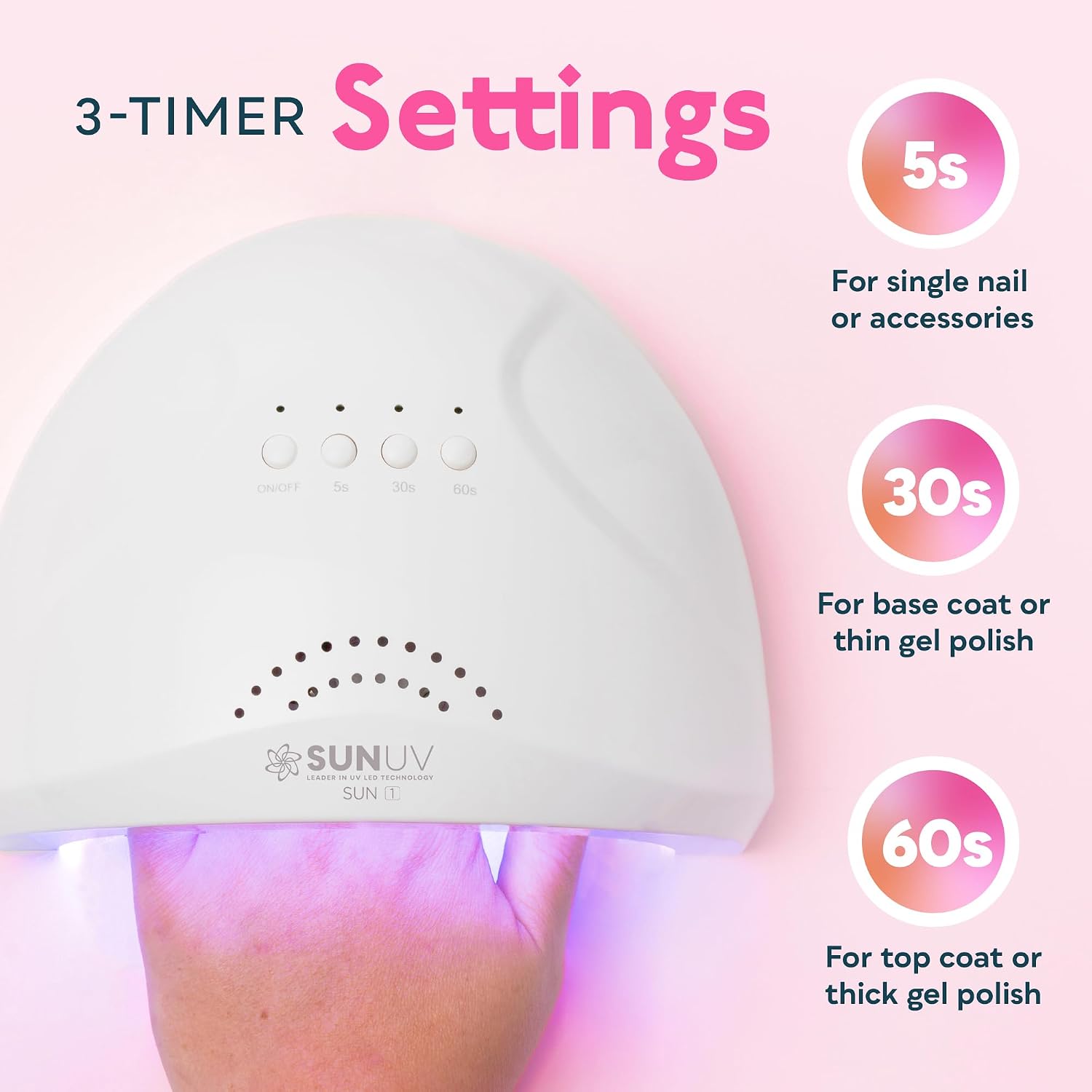 Detalle de SUNUV SUNONEWT UV LED Nail Lamp with 3 Timers and Removable Base