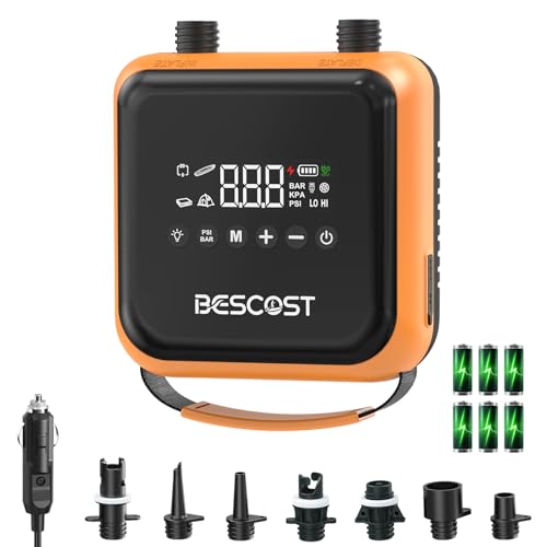 Detalle de BESCOST 20PSI: Bomba Eléctrica Inflador Paddle Surf Recargable para SUP, Kayak y más