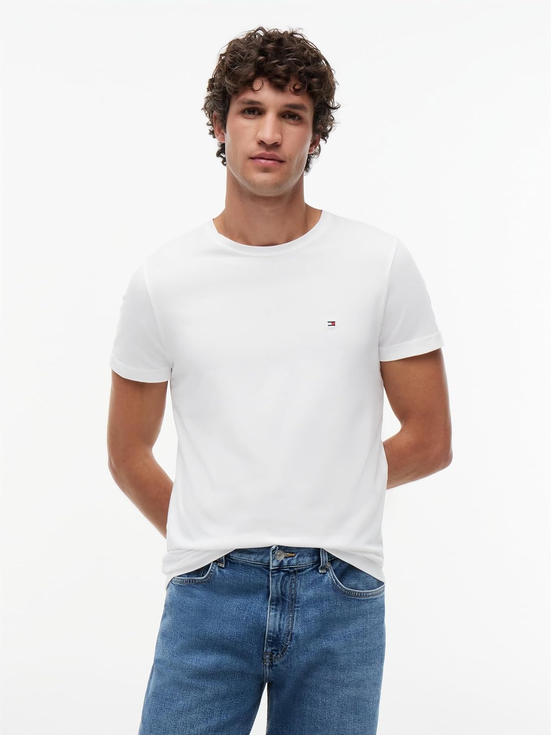 Detalle 2 de Tommy Hilfiger Herren T-Shirt Kurzarm Core Stretch Slim Fit – Weiß, Größe L