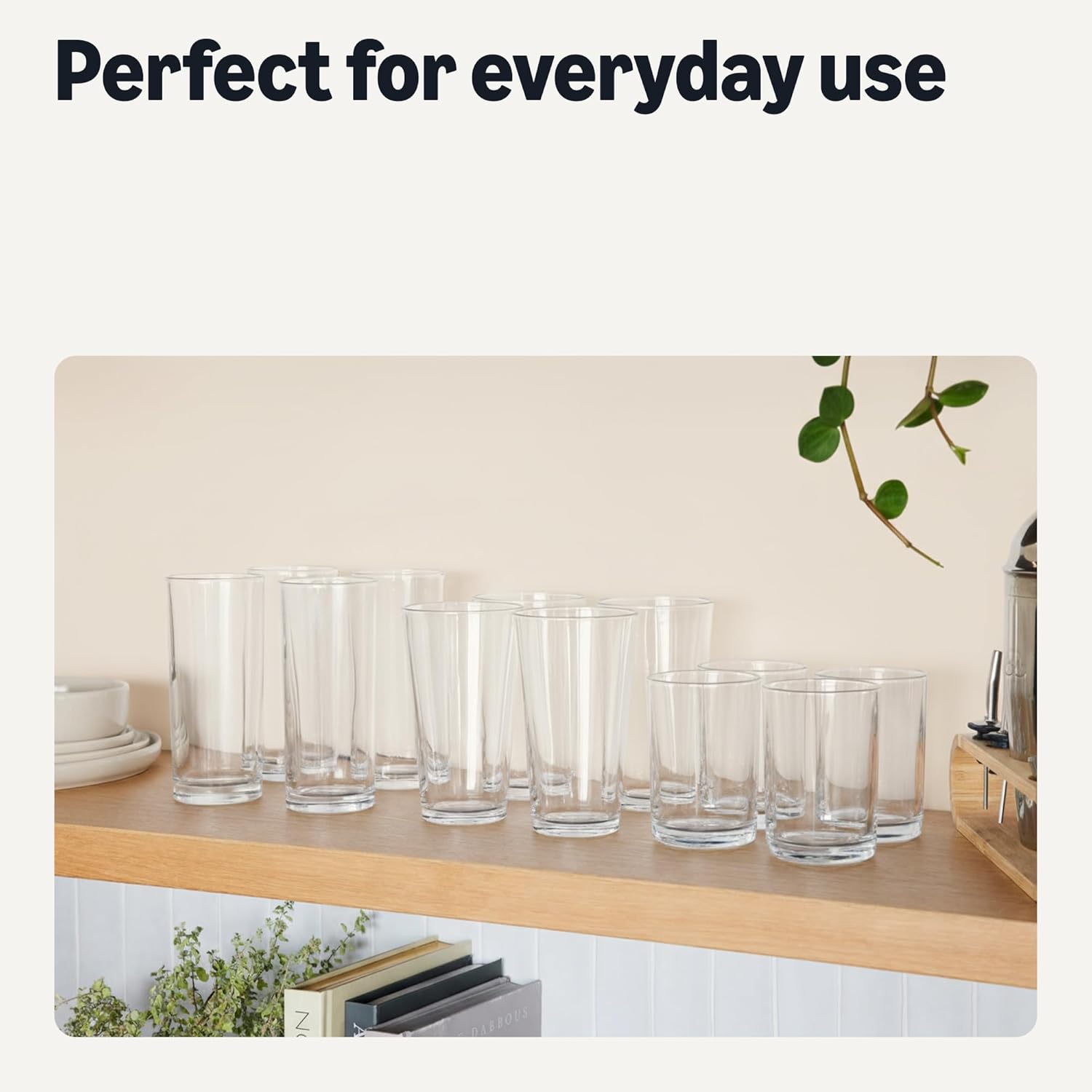 Thumbnail 4 de Amazon Basics Drinking Glasses, 6-Piece Set, 444ml — Dishwasher-Safe and Durable