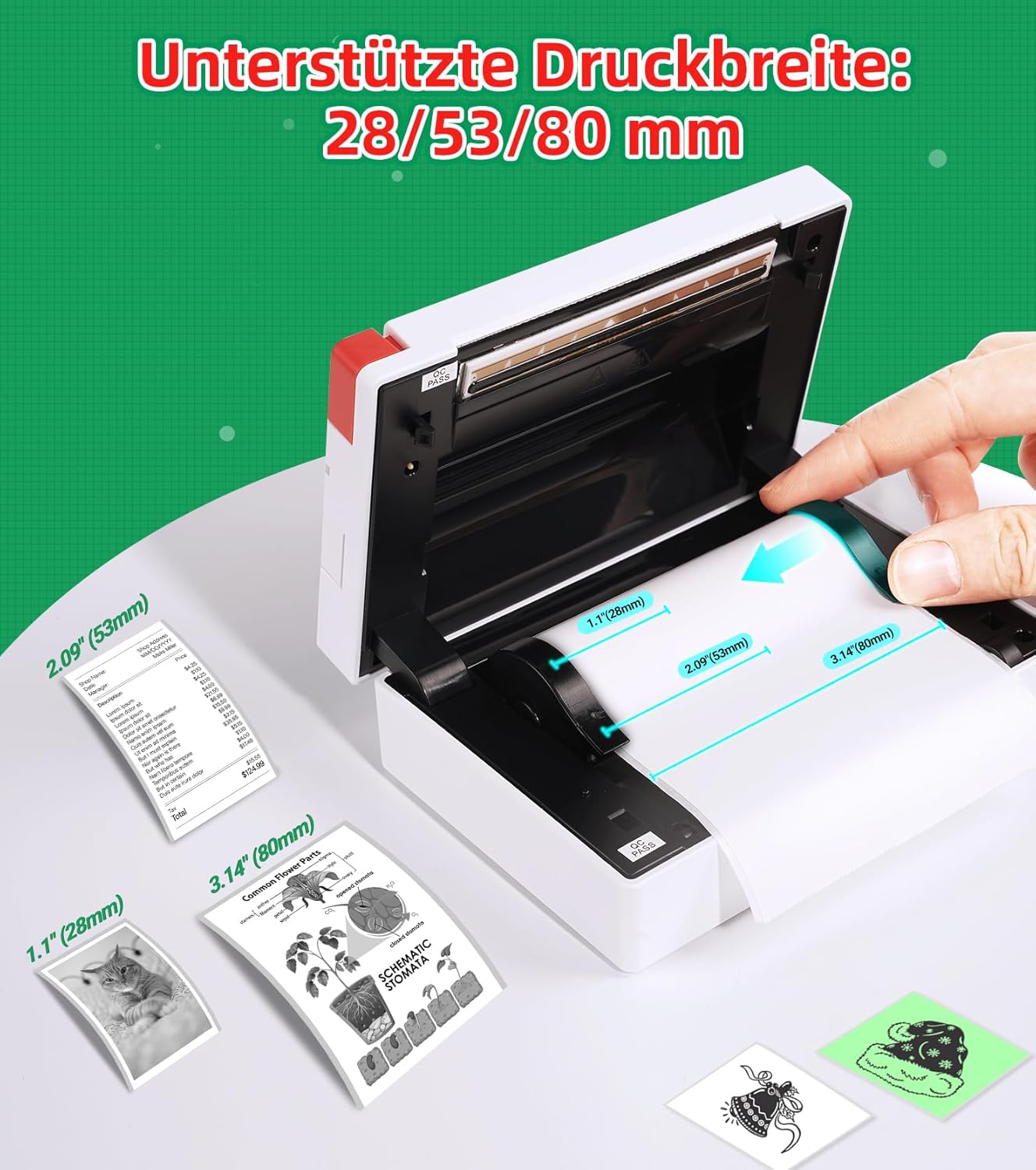 Detalle de ORGBRO X3 Mini Drucker: Bluetooth‑Stickerdrucker für Smartphone mit 300 DPI