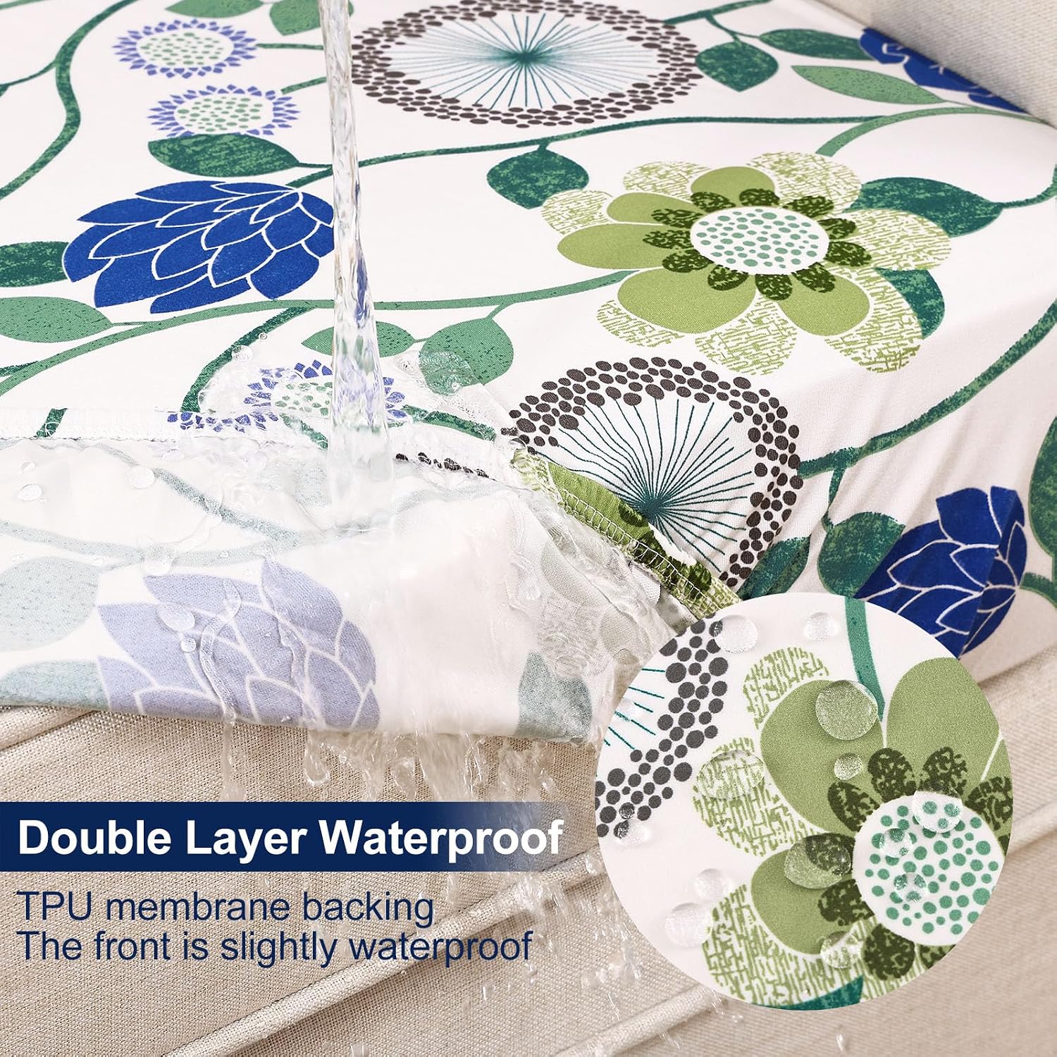 Detalle de Smiry HWZDT004 Patio Cushion Covers, Stretch Waterproof 8-Piece Set