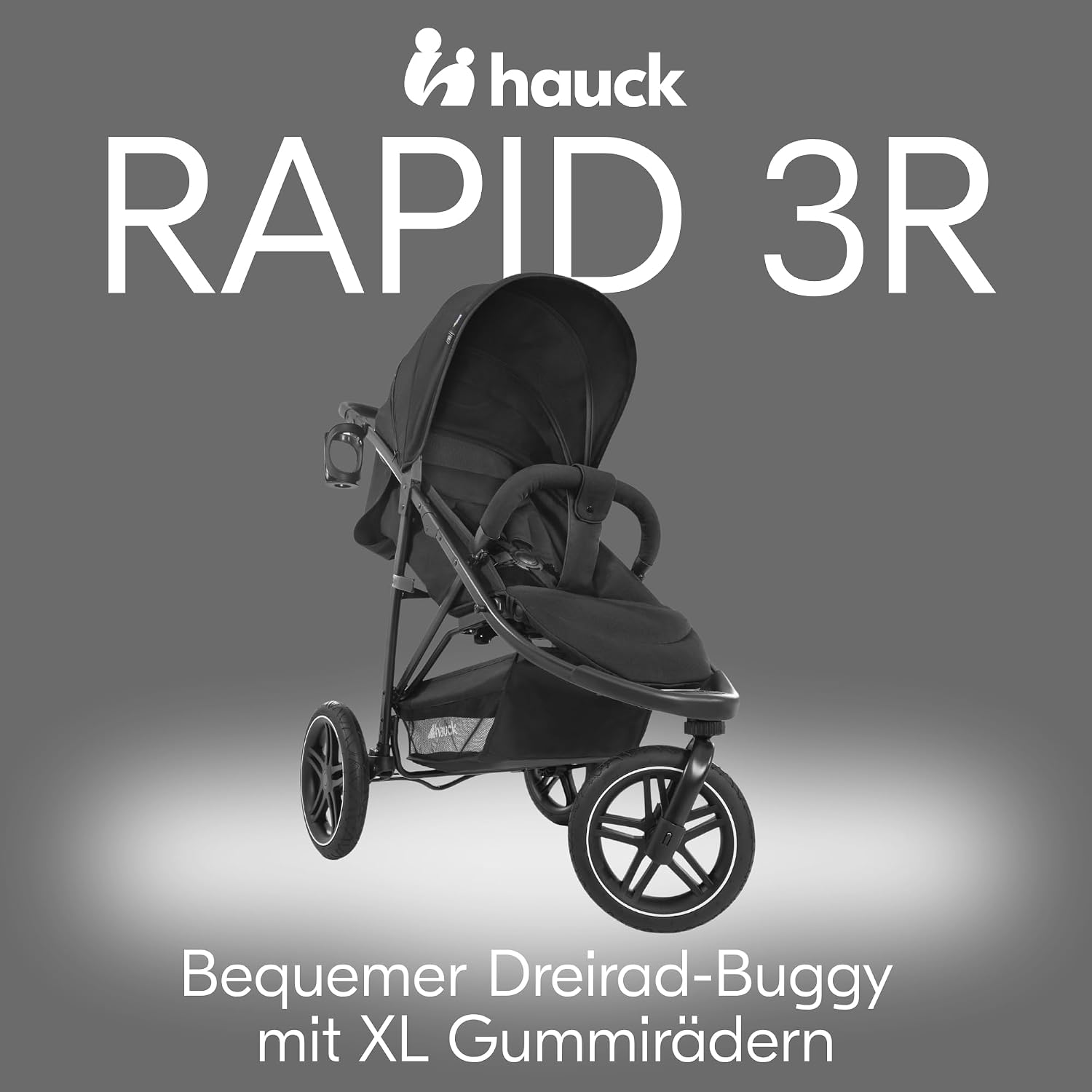 Thumbnail 3 de hauck Rapid 3R Schwarz – Dreirad-Kinderbuggy mit Federung, Liegeposition und UV-Schutz 50+