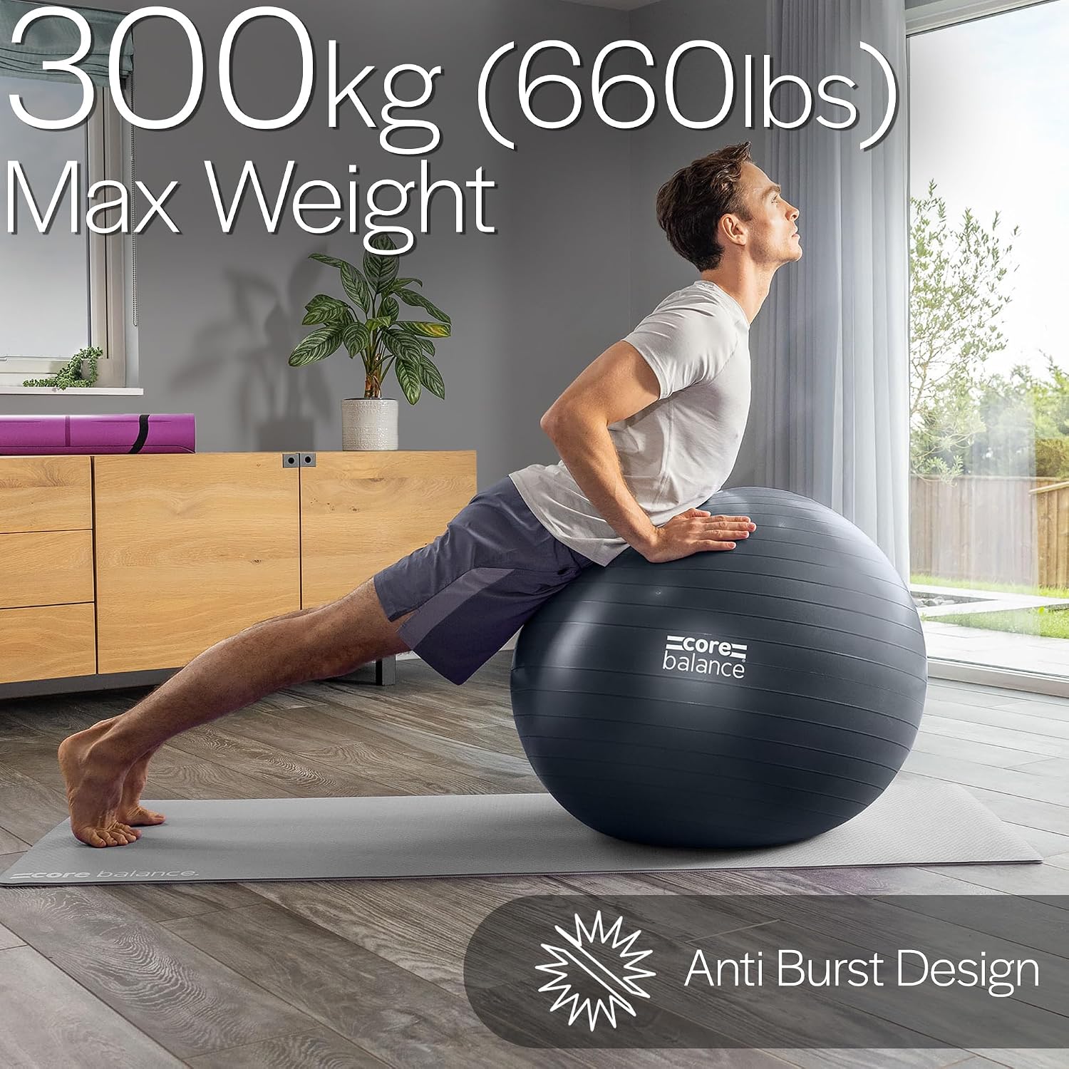 Detalle de Core Balance A-565745-EU Exercise Ball, Anti-Burst PVC, 55–85cm Sizes