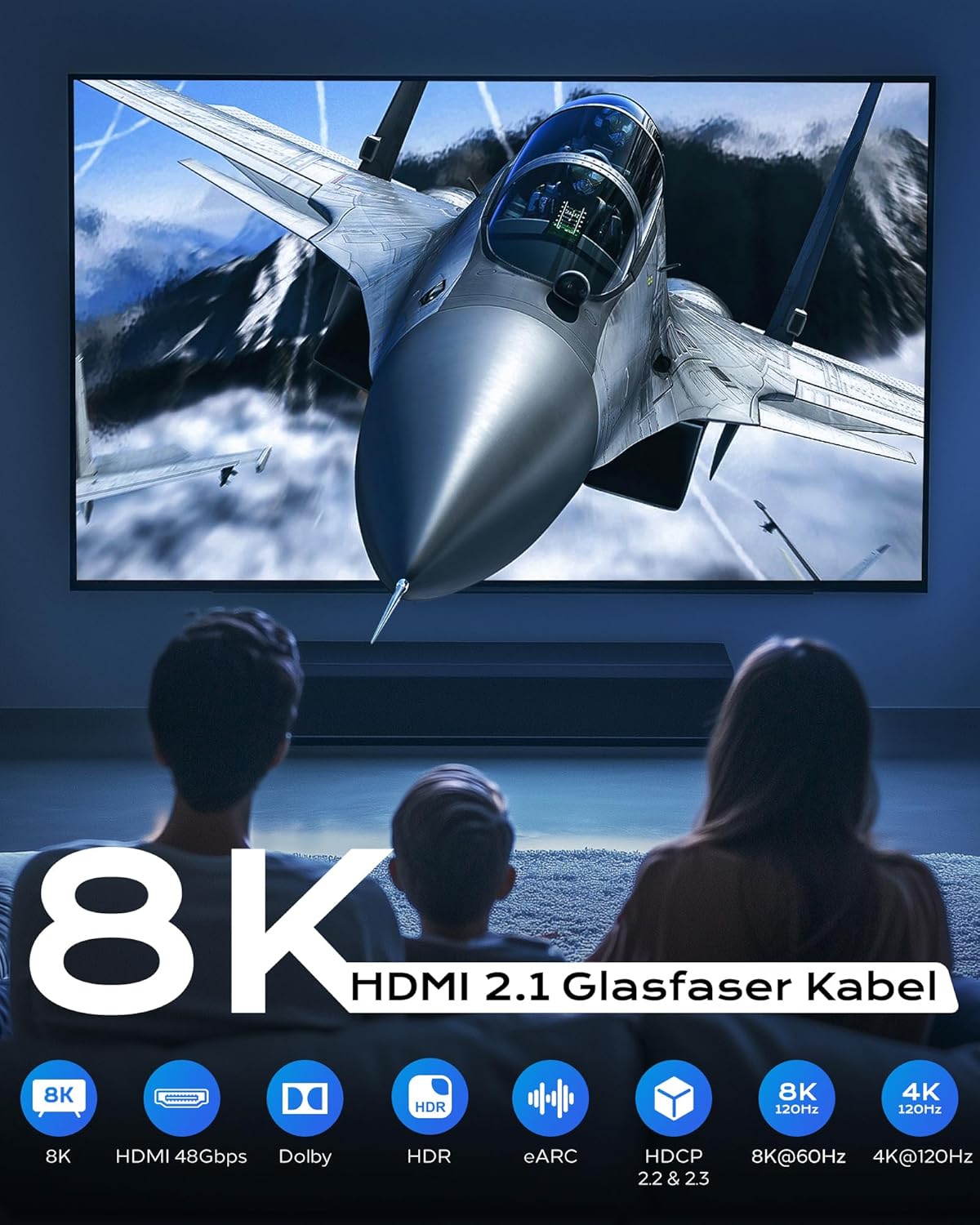 Thumbnail 4 de Cratree HDMI Glasfaser-Kabel 45 m (8K 60 Hz / 4K 120 Hz, 48 Gbps) mit HDCP 2.2 & 2.3